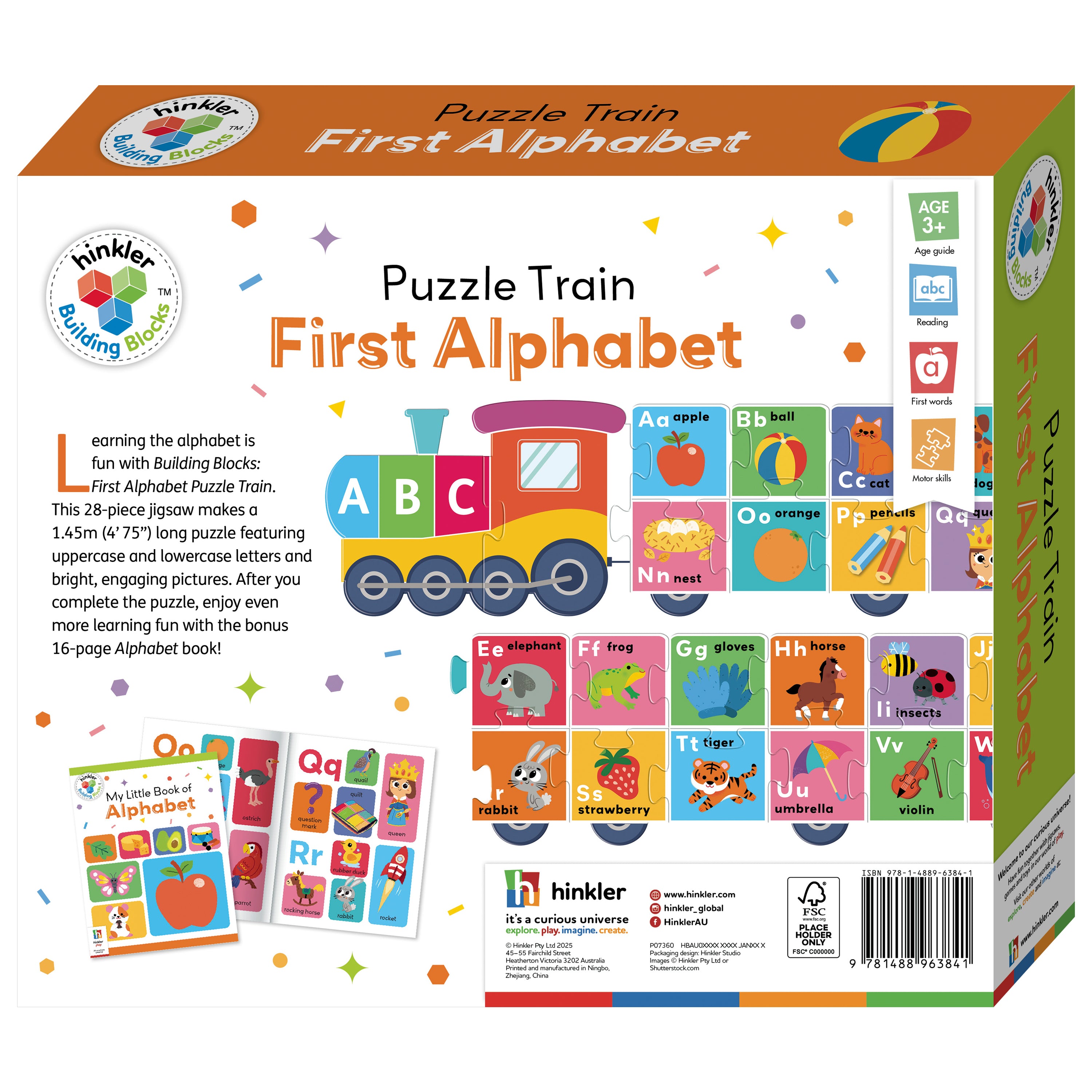 Combo Offer: 50 Animal Sounds Book + Building Blocks Train Puzzle - First Alphabet