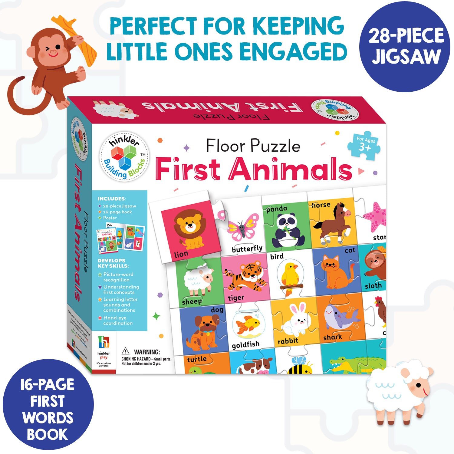 Combo Offer: 50 Around Me Sounds Book + Building Blocks Floor Puzzle - First Animals