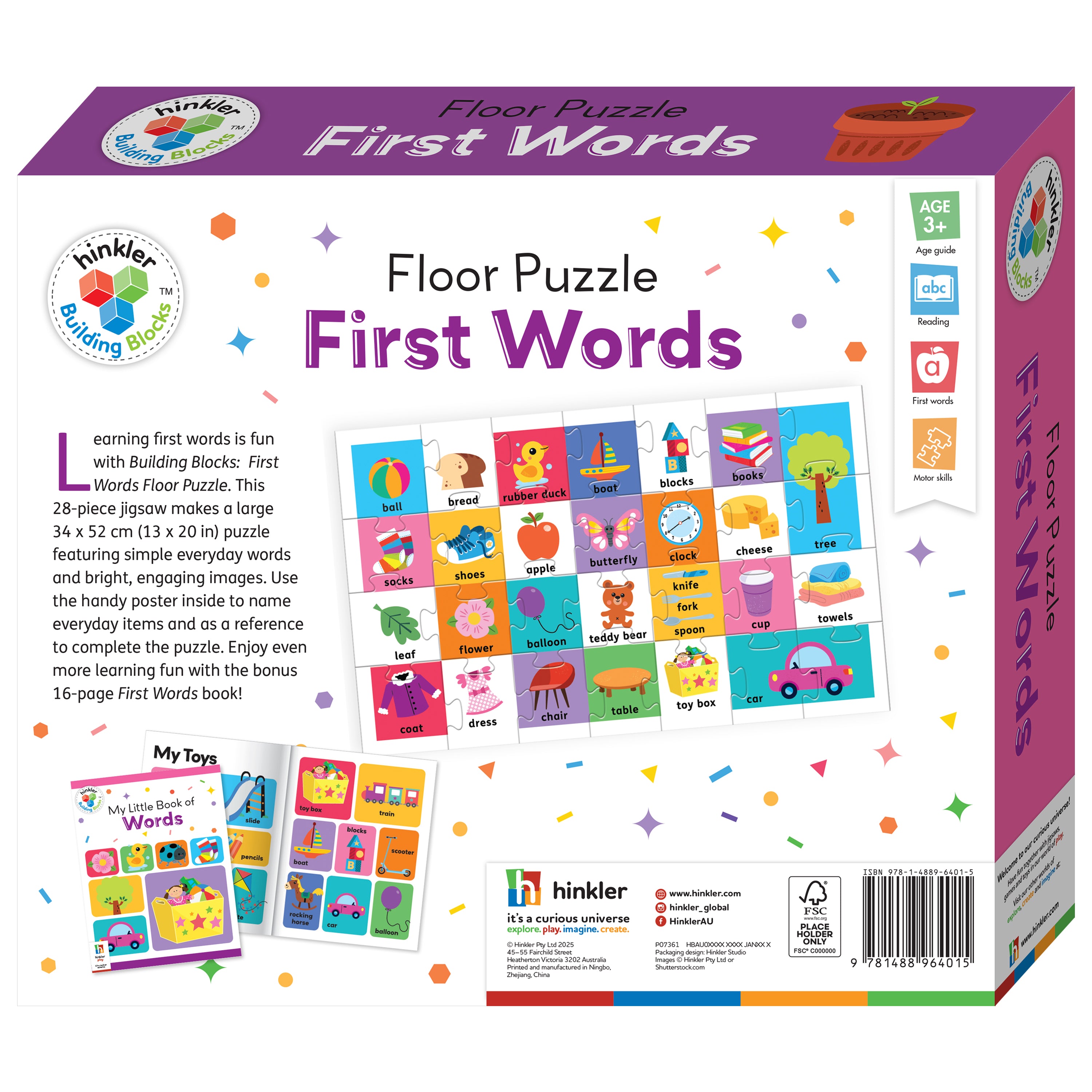 Combo Offer: 50 Animal Sounds Book + Building Blocks Floor Puzzle - First Words
