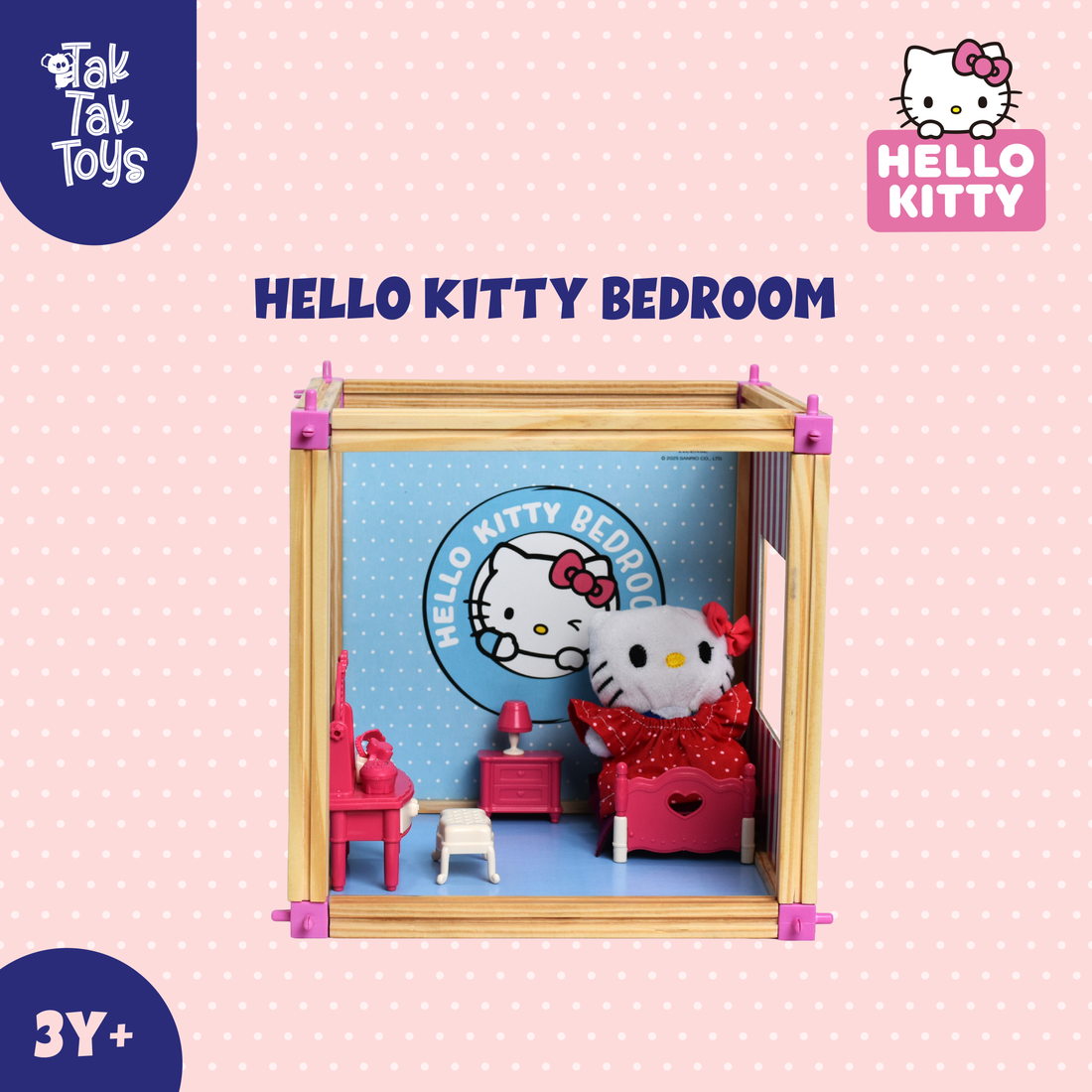 Bedroom Playset for Kids – Easy Assembly Wooden Dollhouse