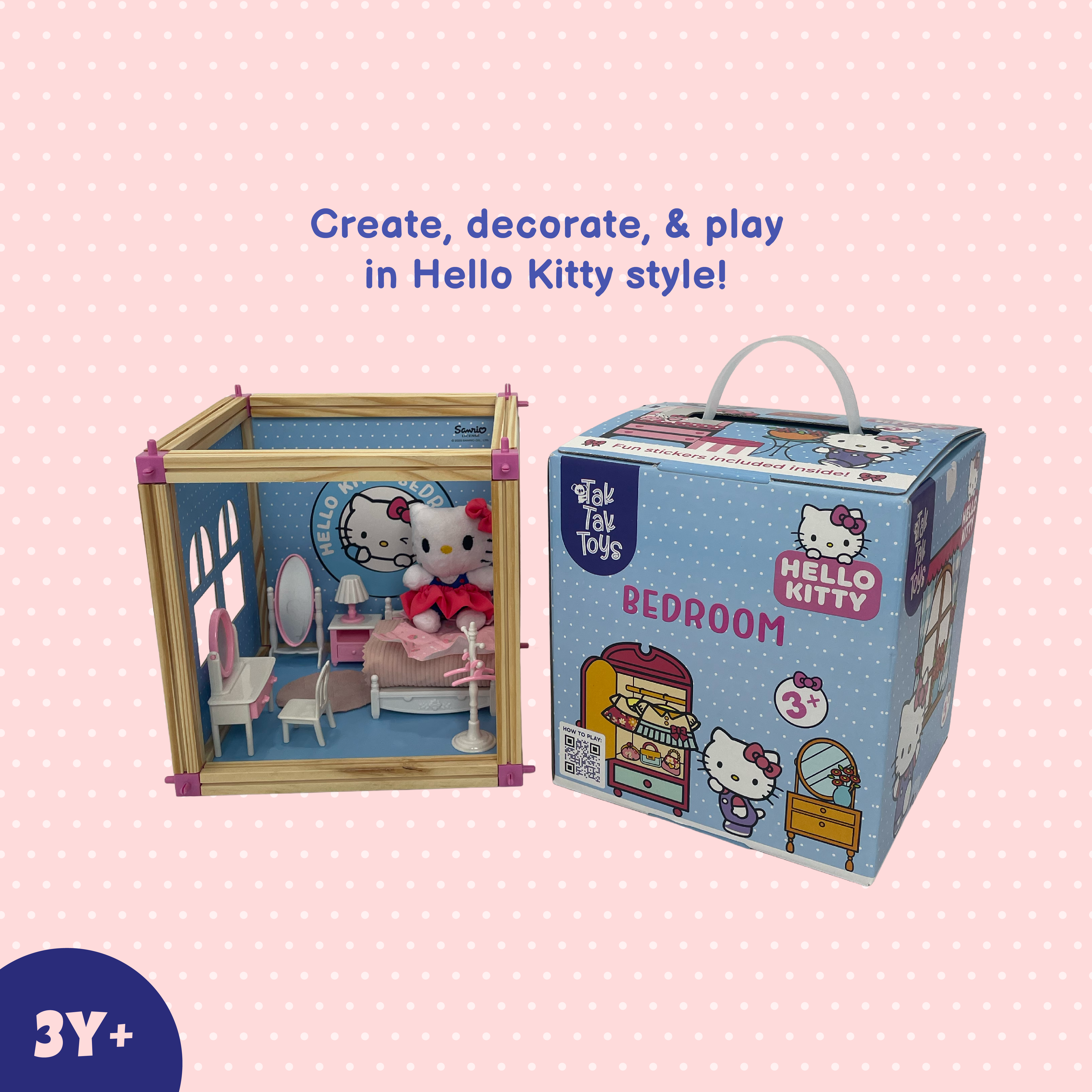 Bedroom Playset for Kids – Easy Assembly Wooden Dollhouse