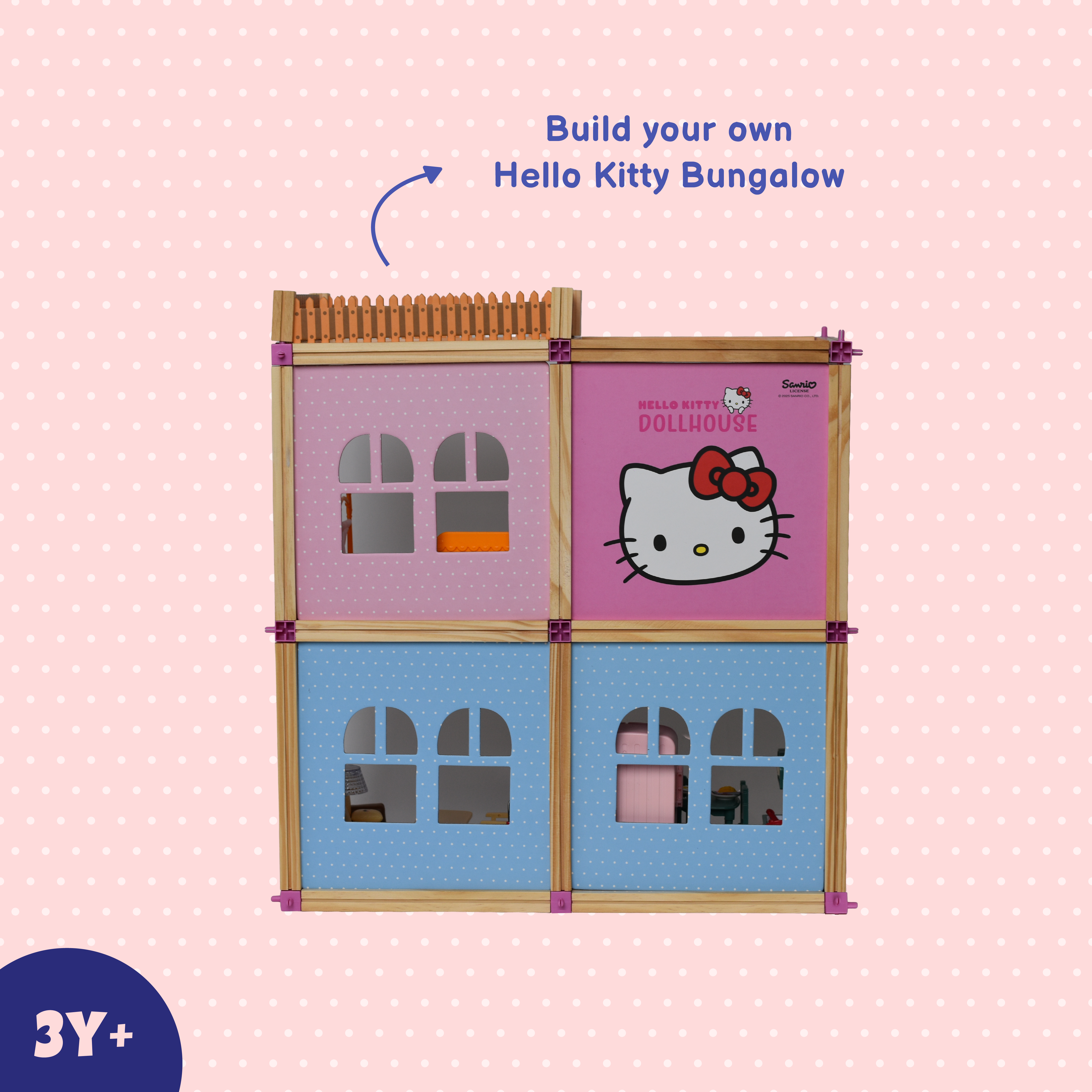 Bungalow Playset – 2 Storey Wooden Dollhouse