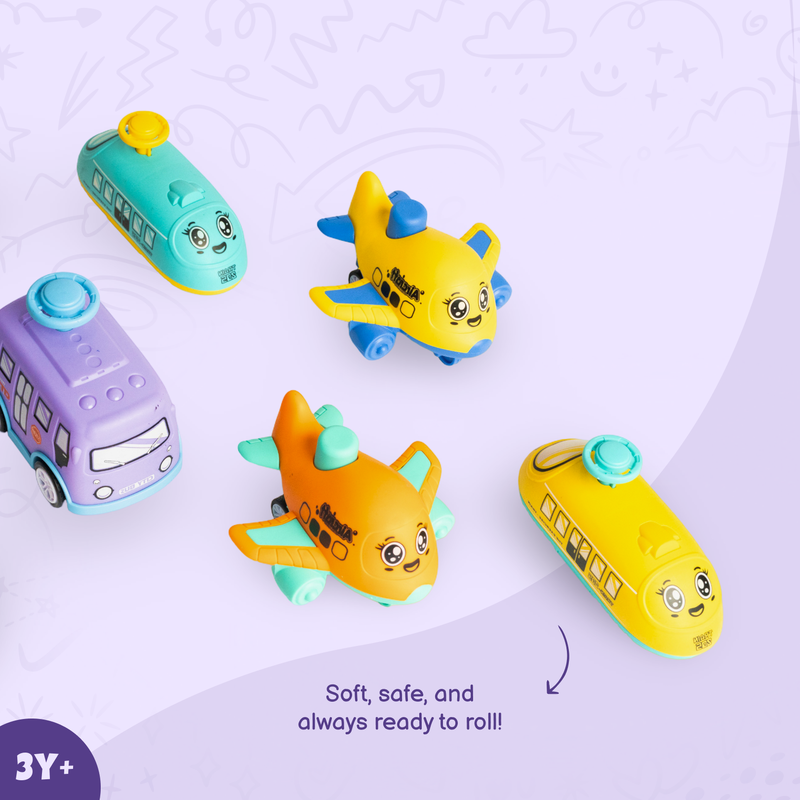 Ready Rollers – the Press-and-Go Cars Set of 8!