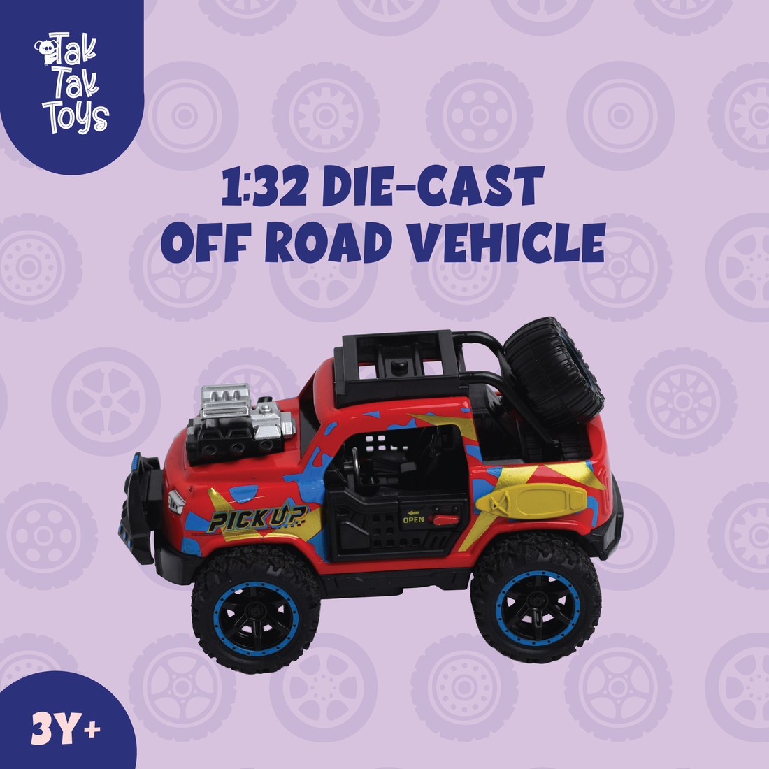 1:32 Die-Cast Off Road Monster Car With Metal Body - 2 Seater | Red