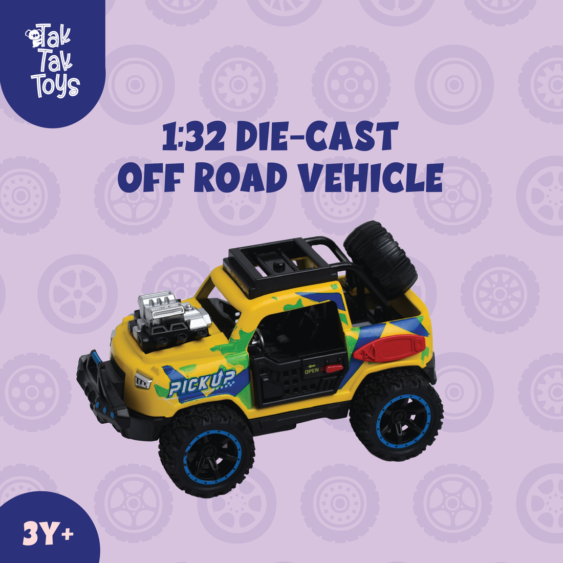 1:32 Die-Cast Off Road Monster Car With Metal Body - 2 Seater | Yellow