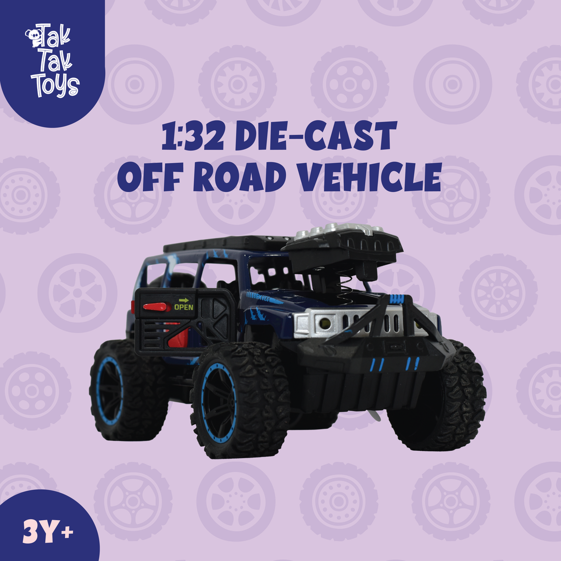 1:32 Die-Cast Off Road Monster Car With Metal Body - 4 Seater | Blue