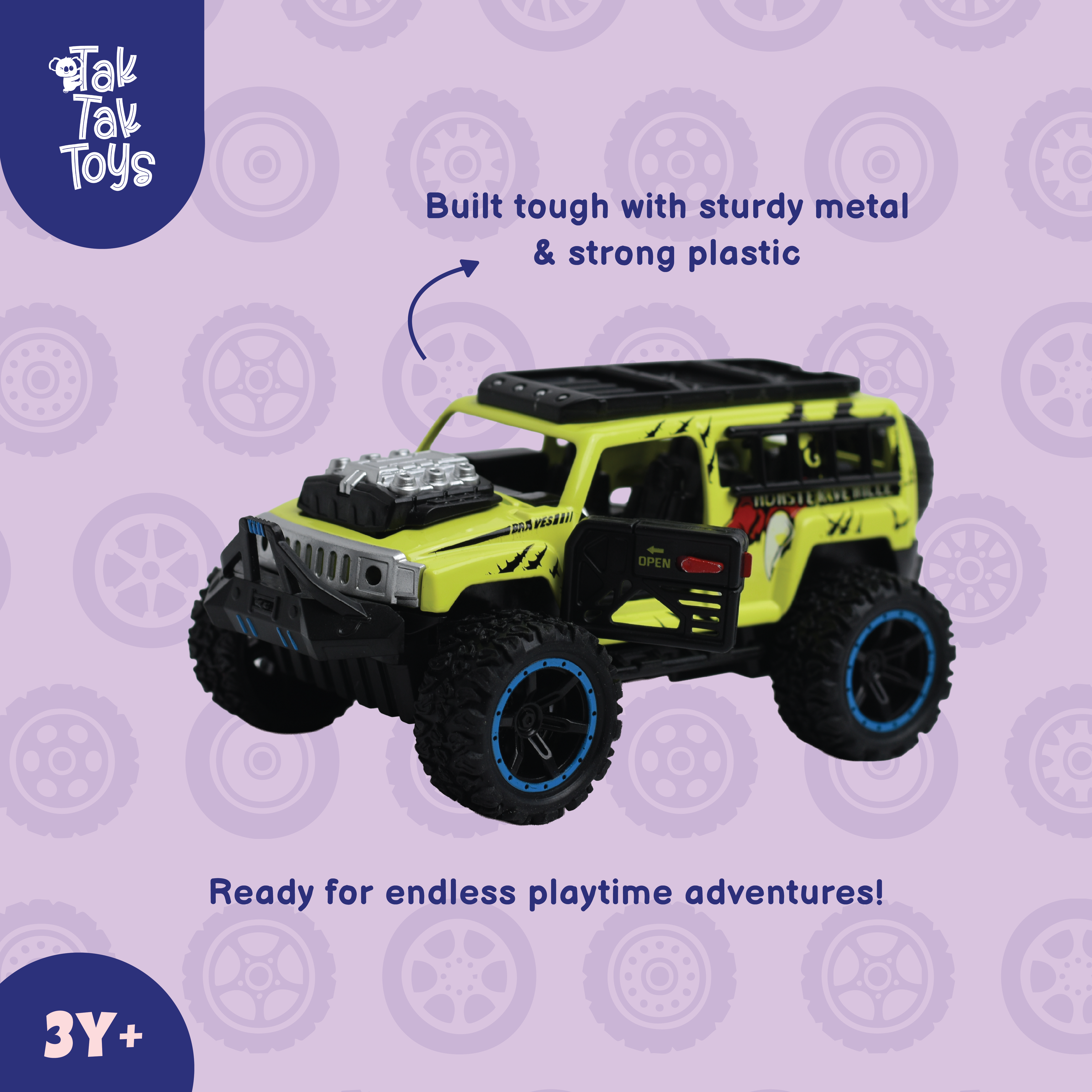 1:32 Die-Cast Off Road Monster Car With Metal Body - 4 Seater | Green