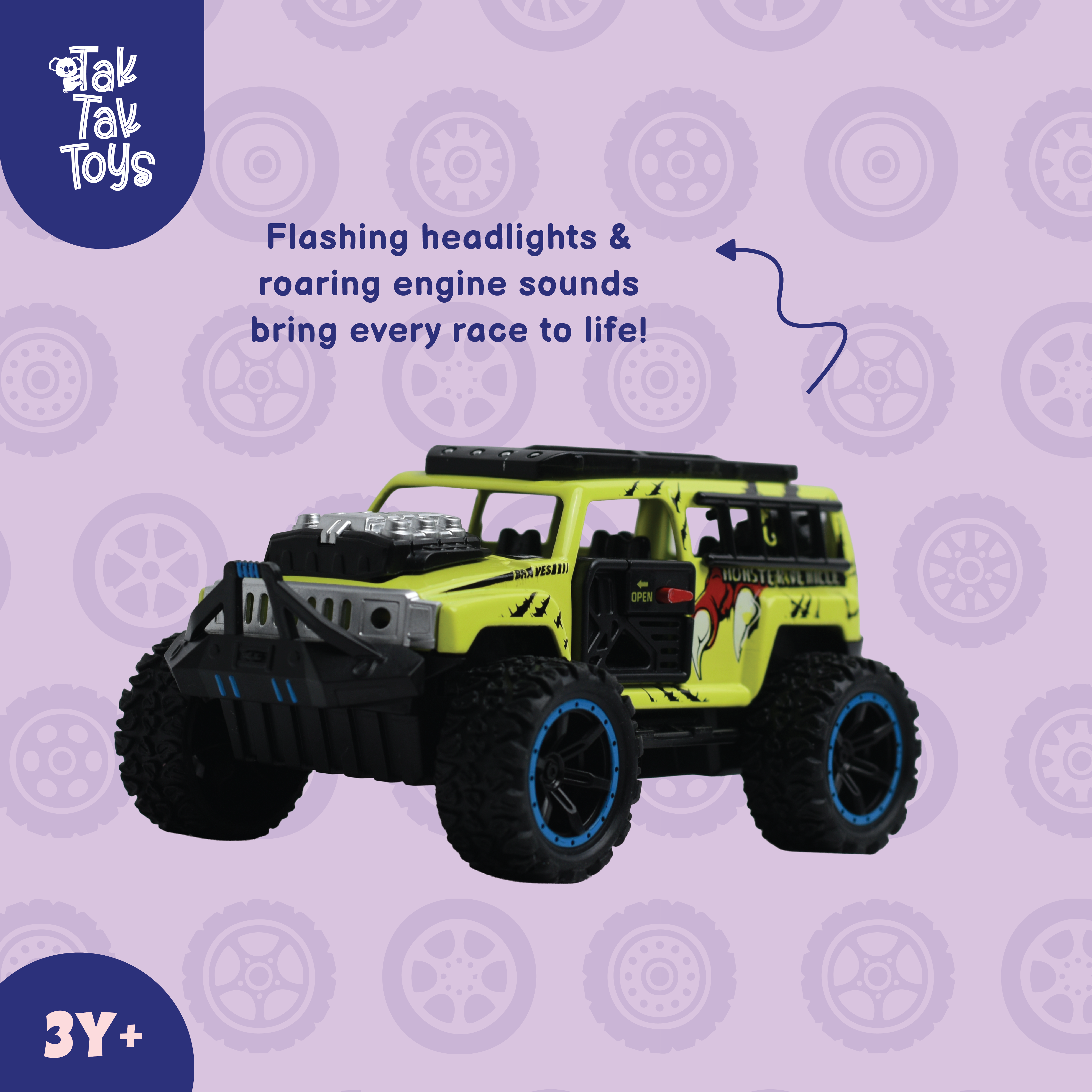 1:32 Die-Cast Off Road Monster Car With Metal Body - 4 Seater | Green