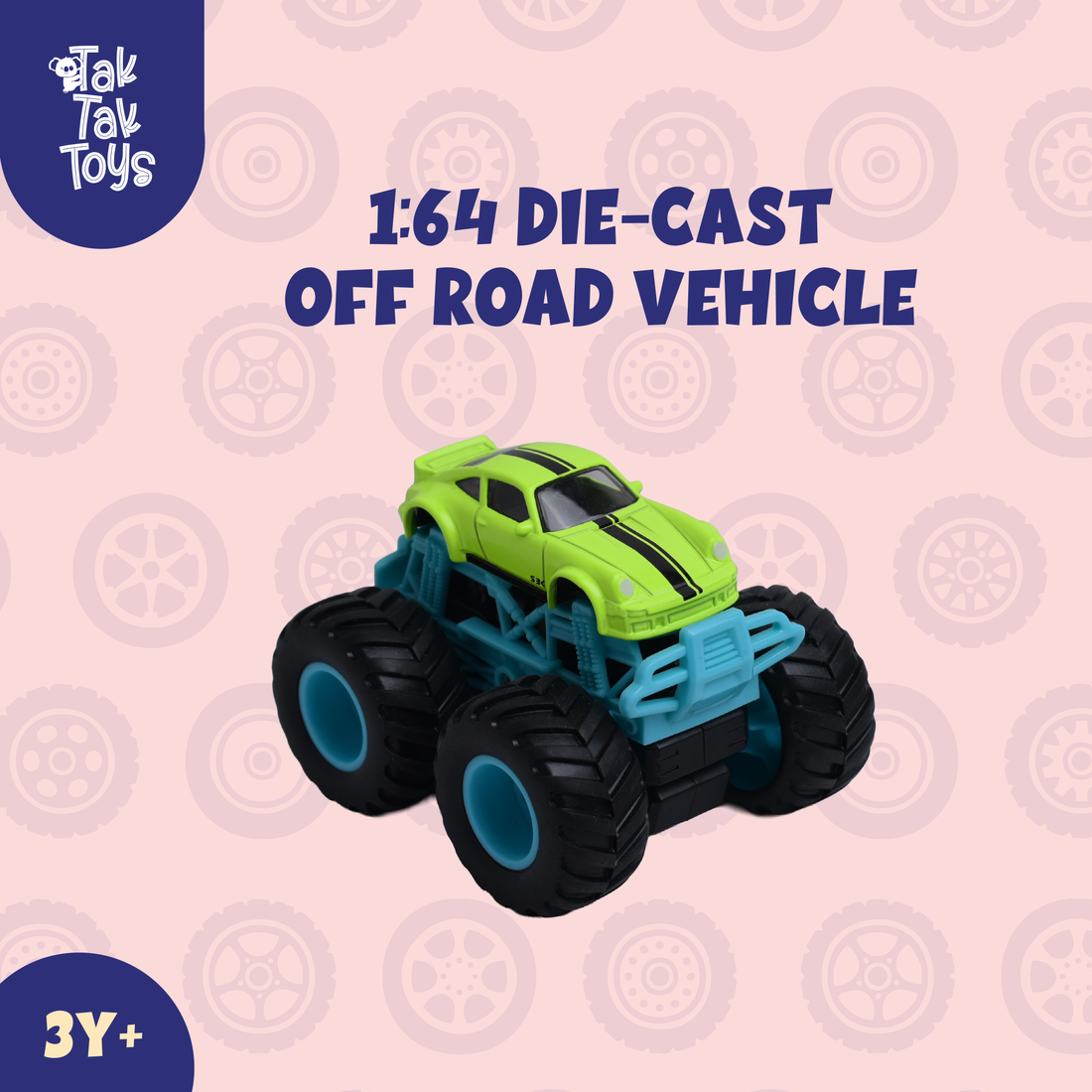 1:64 Die-Cast Off Road Monster Car With Metal Body | Green/Blue