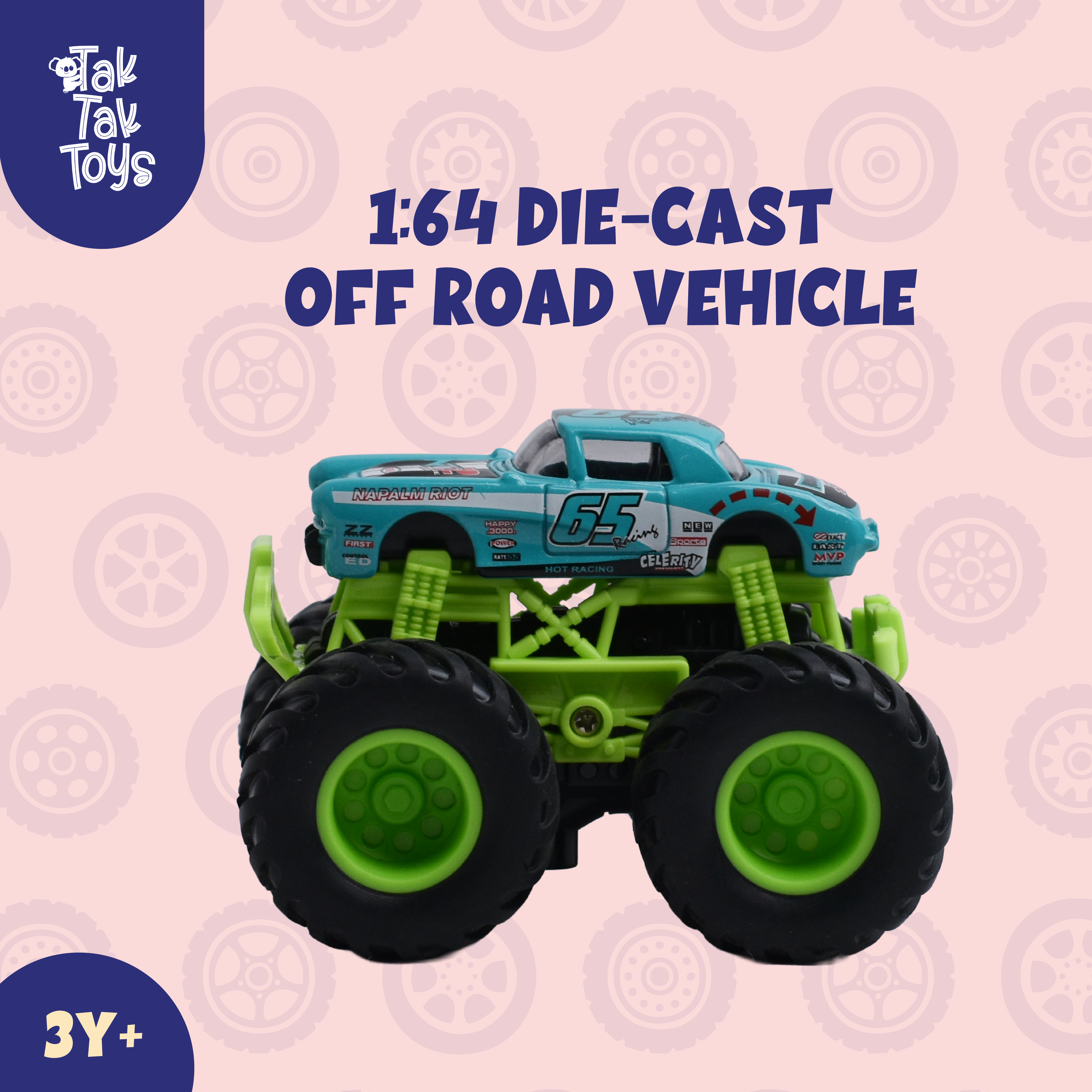 1:64 Die-Cast Off Road Monster Car With Metal Body | Blue/Green