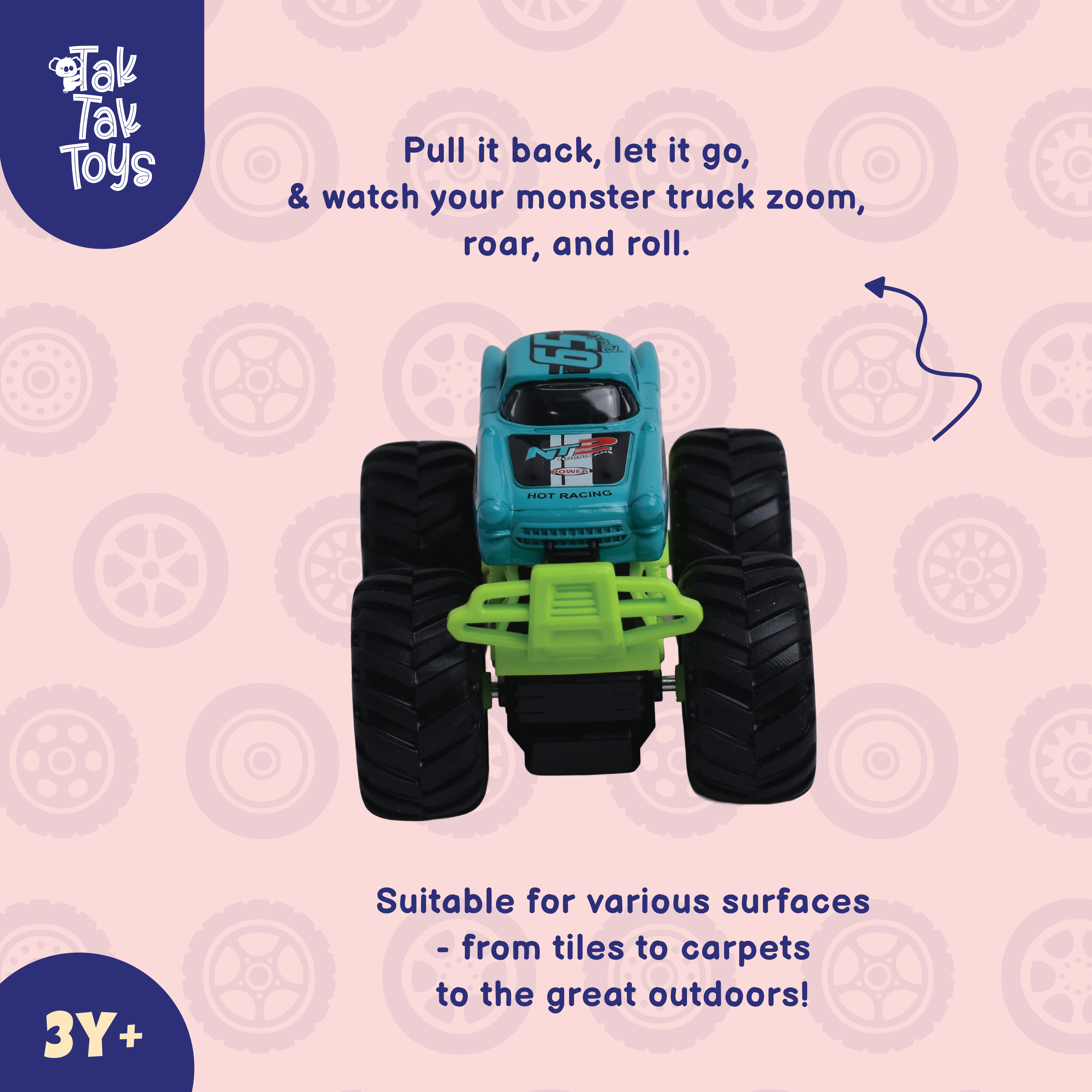 1:64 Die-Cast Off Road Monster Car With Metal Body | Blue/Green