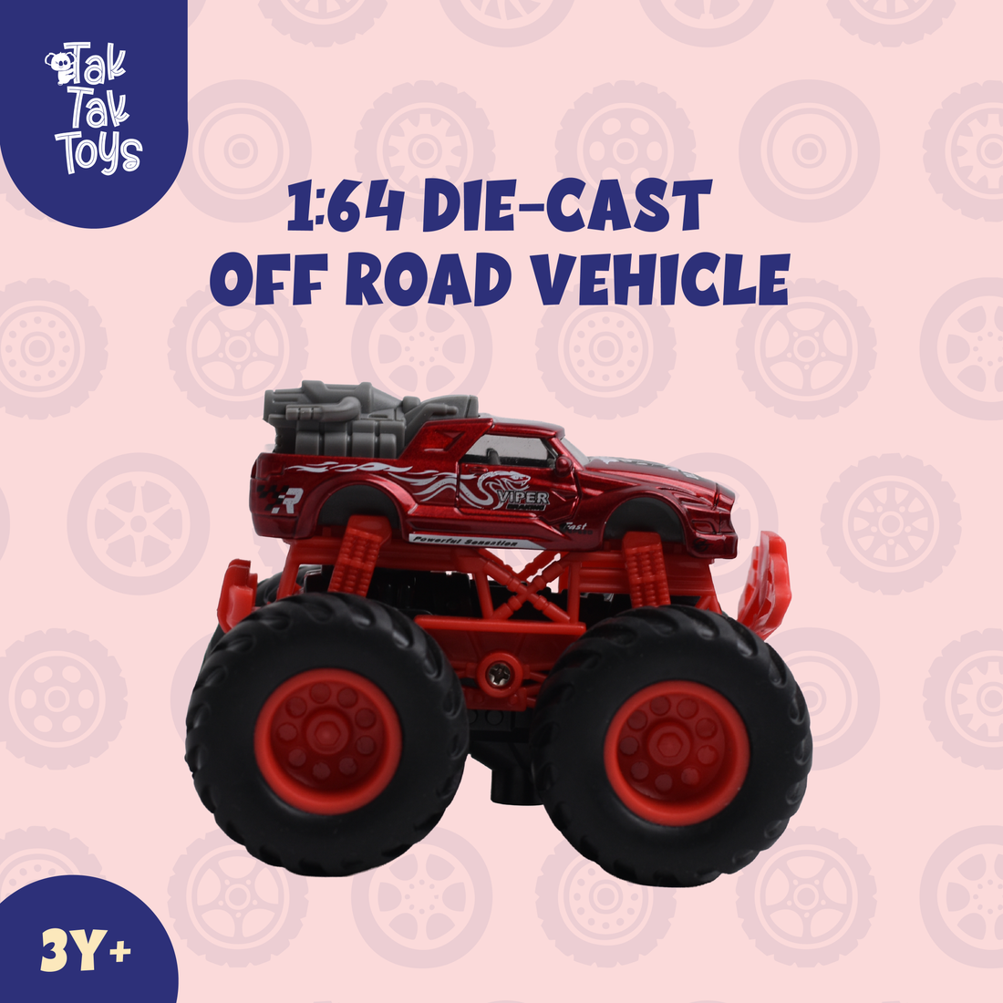 1:64 Die-Cast Off Road Monster Car With Metal Body | Red