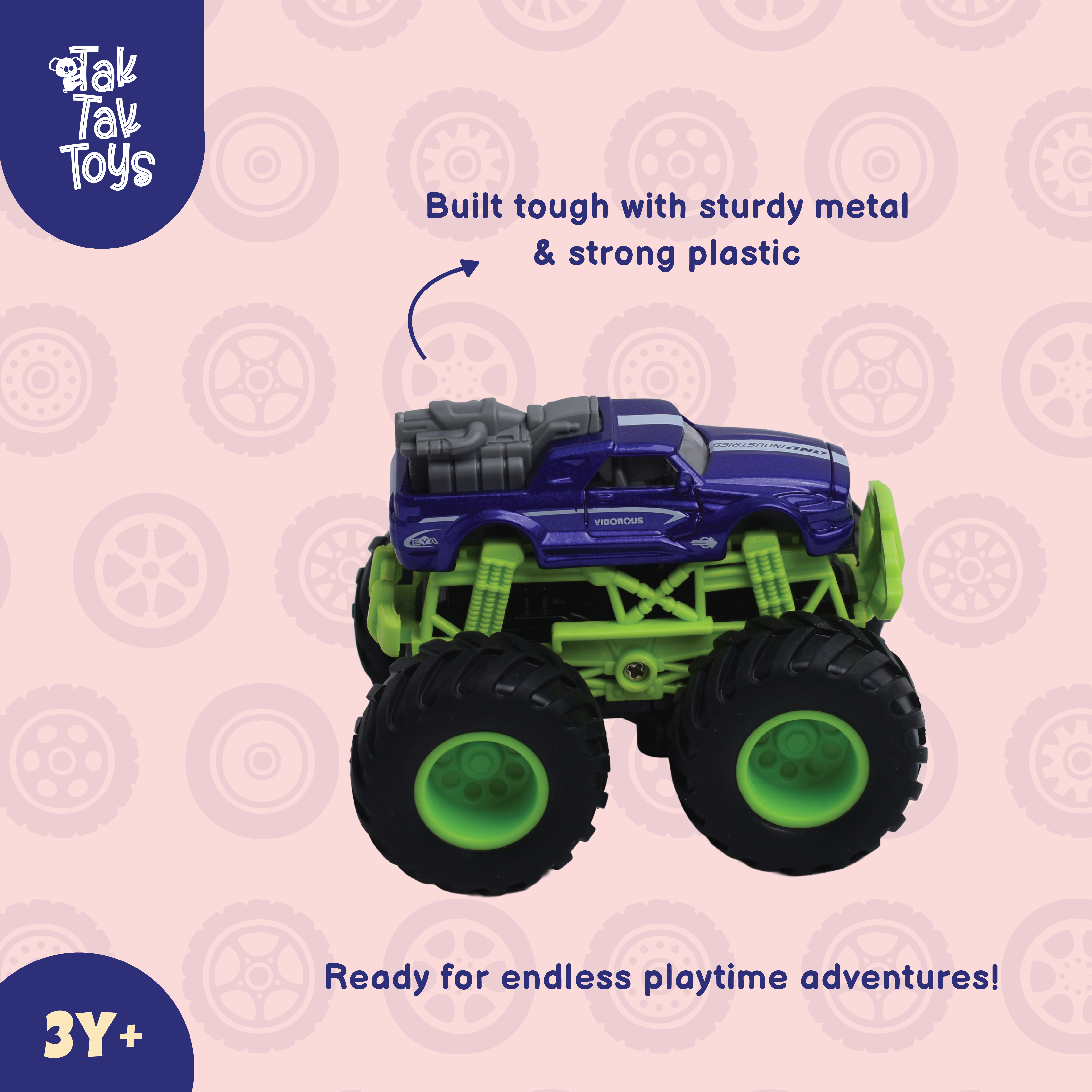 1:64 Die-Cast Off Road Monster Car With Metal Body | Purple/Green