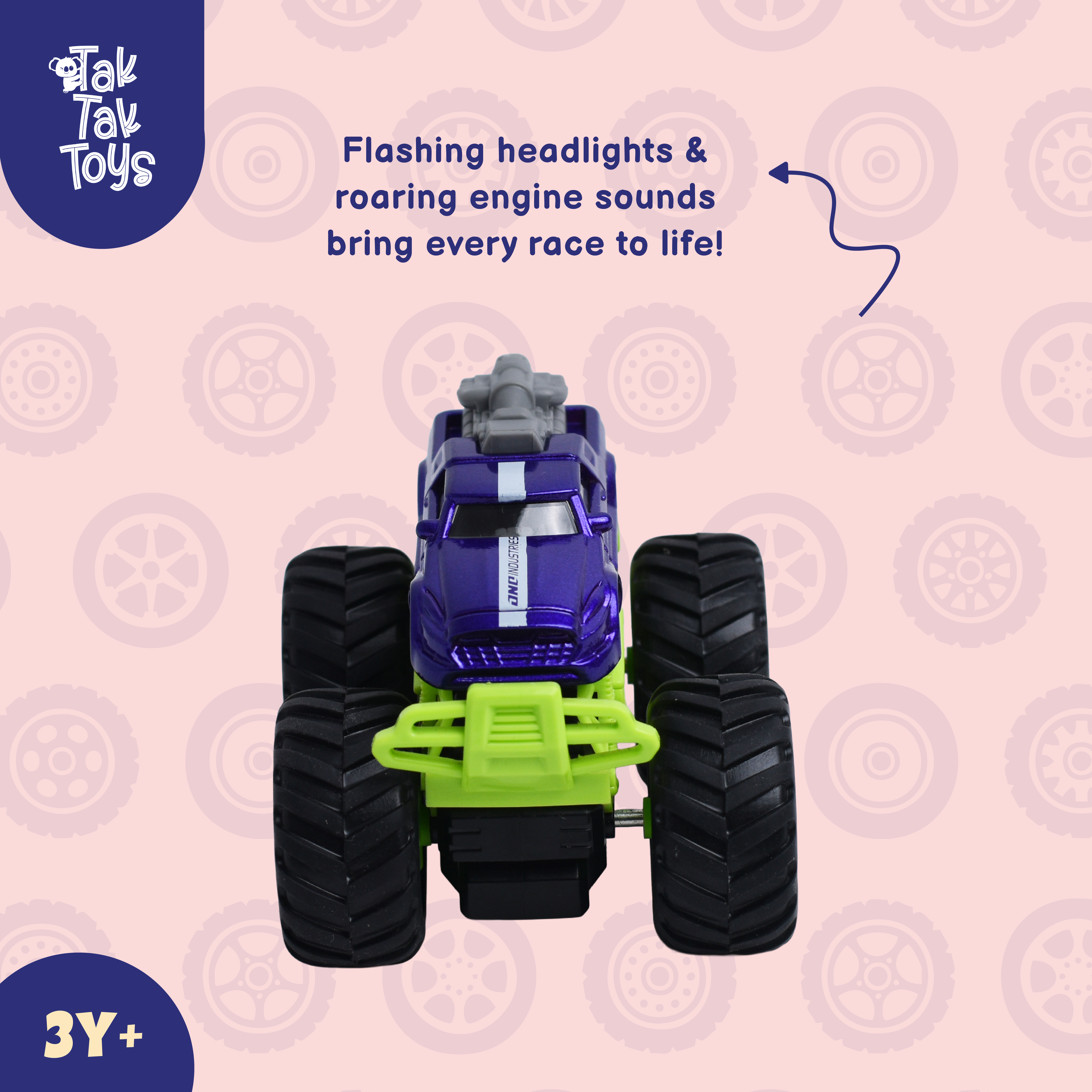 1:64 Die-Cast Off Road Monster Car With Metal Body | Purple/Green