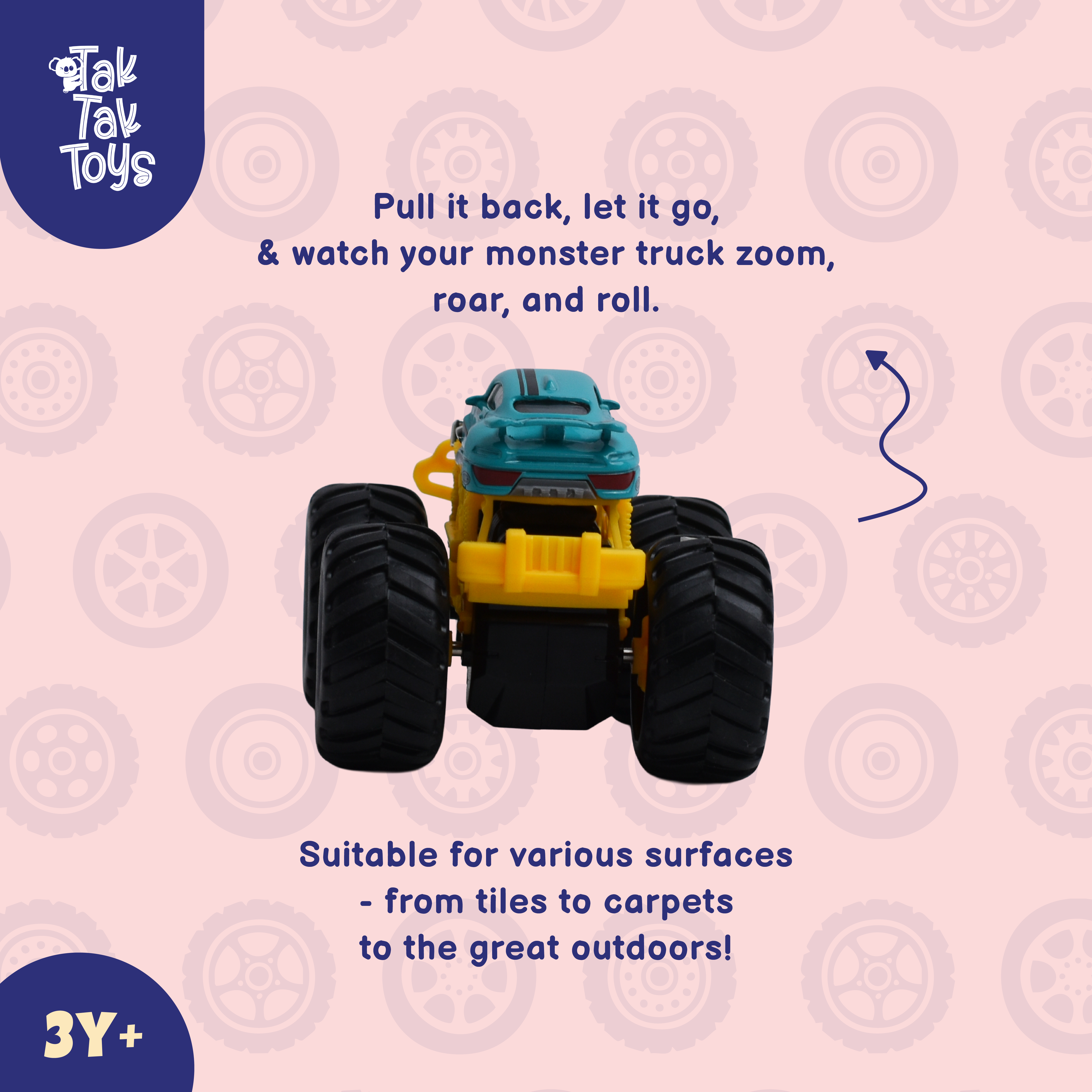 1:64 Die-Cast Off Road Monster Car With Metal Body | Blue/Silver/Yellow