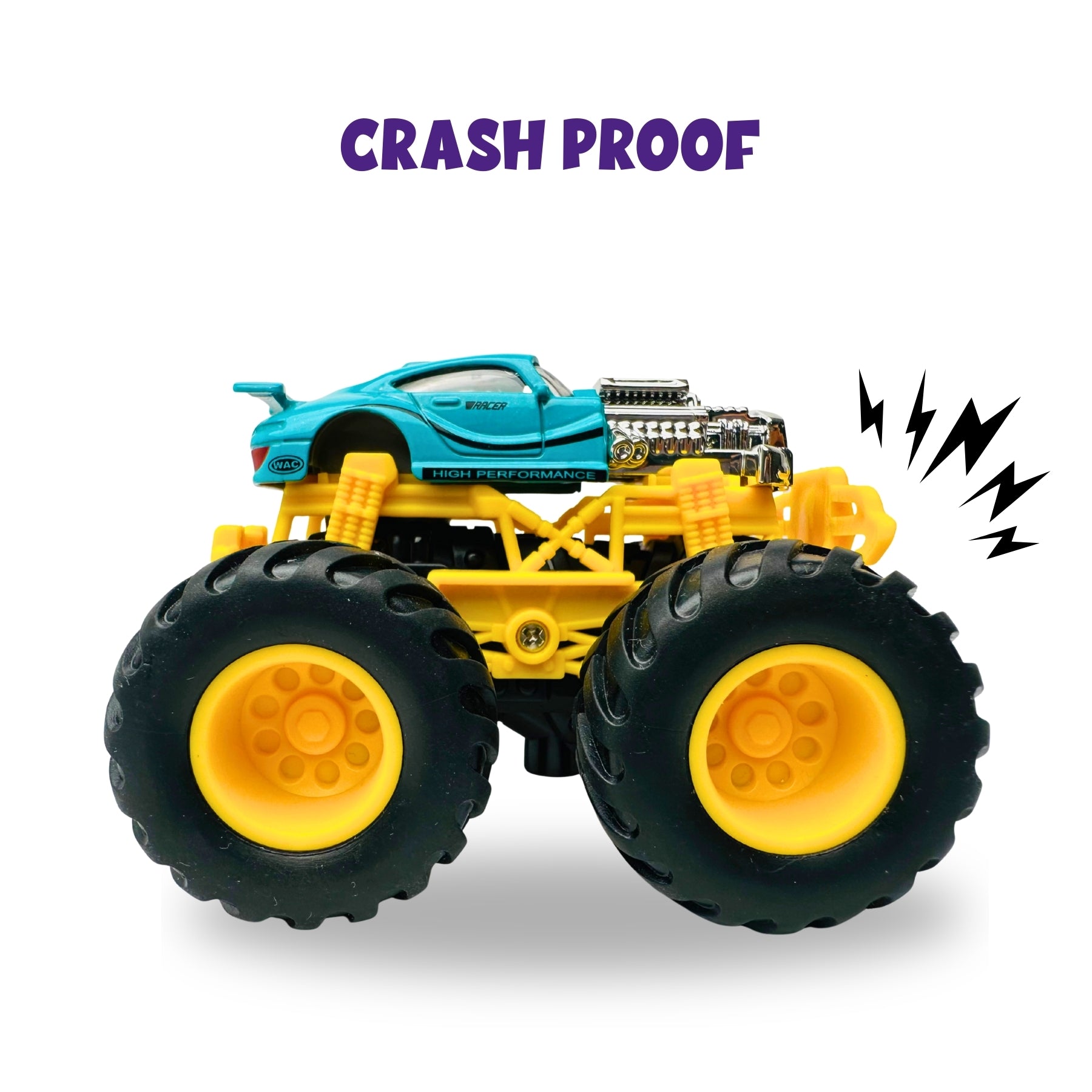 1:64 Die Cast Off Road Monster Car With Metal Body | Blue/Silver/Yellow