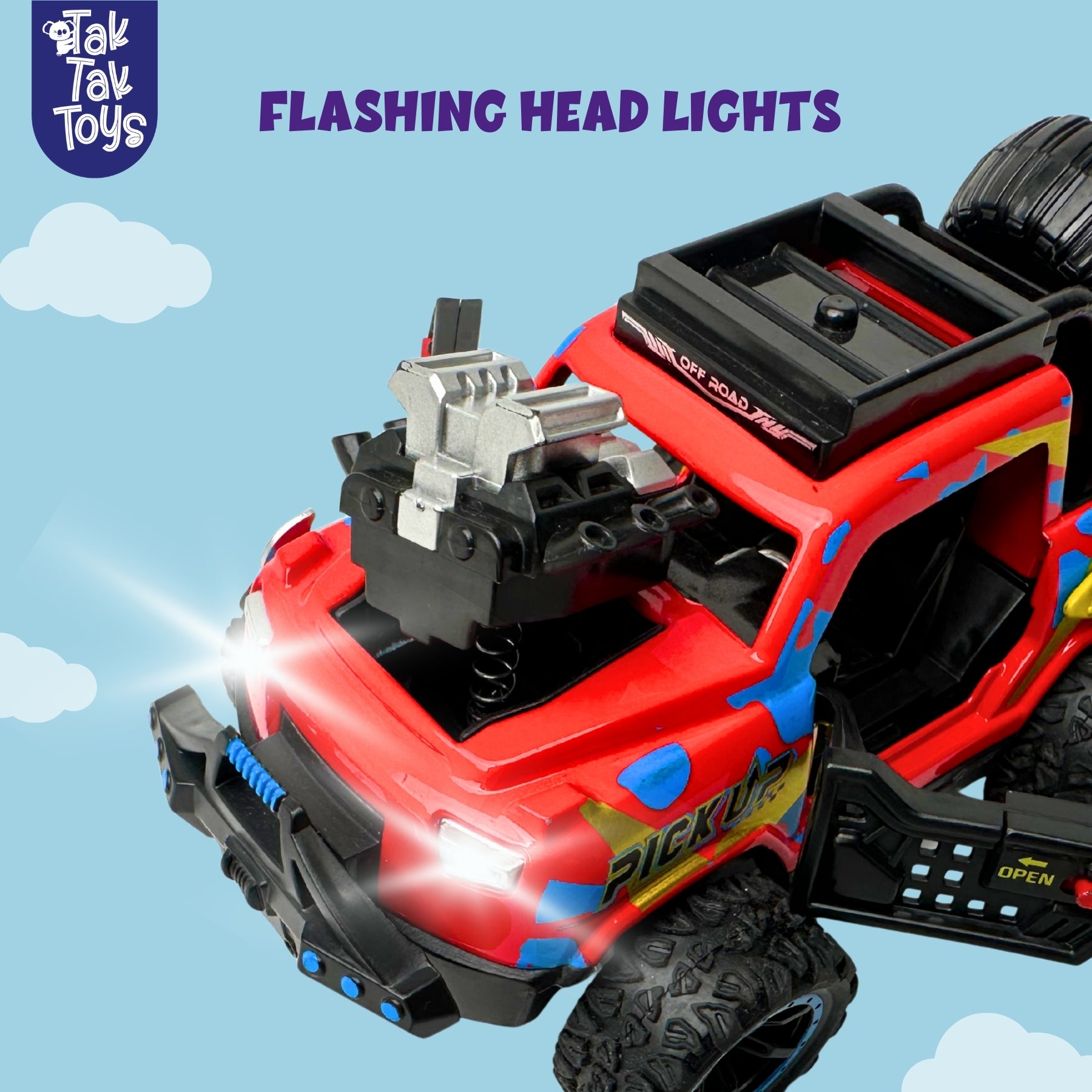 1:32 Die-Cast Off Road Monster Car With Metal Body - 2 Seater | Red