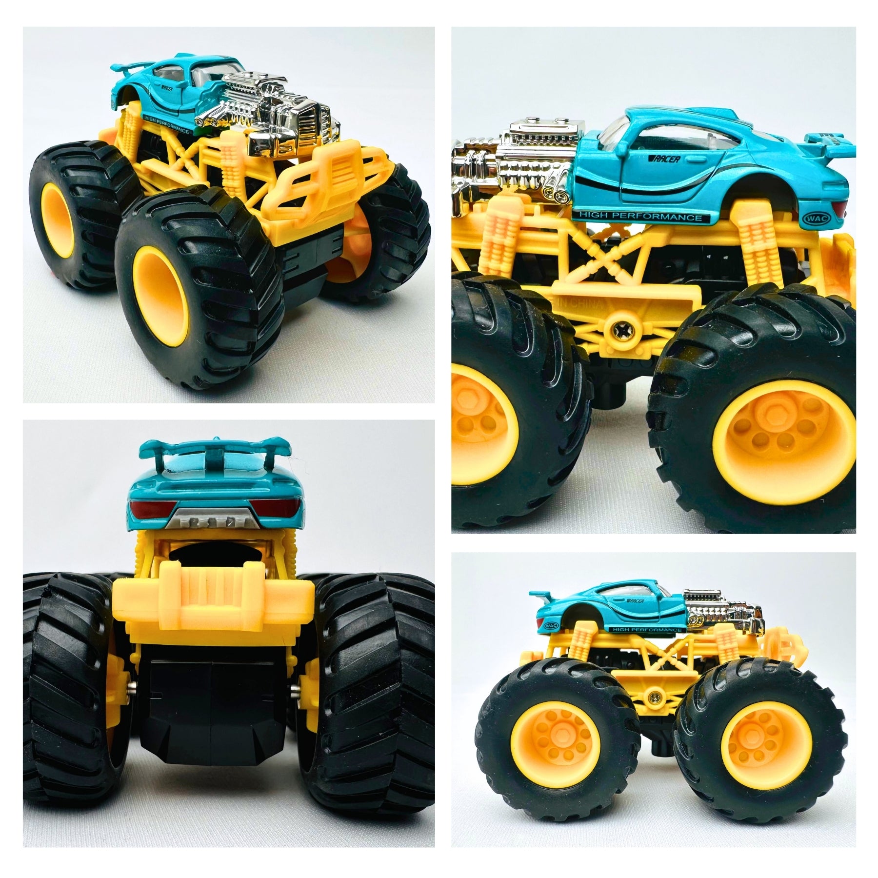 1:64 Die Cast Off Road Monster Car With Metal Body | Blue/Silver/Yellow