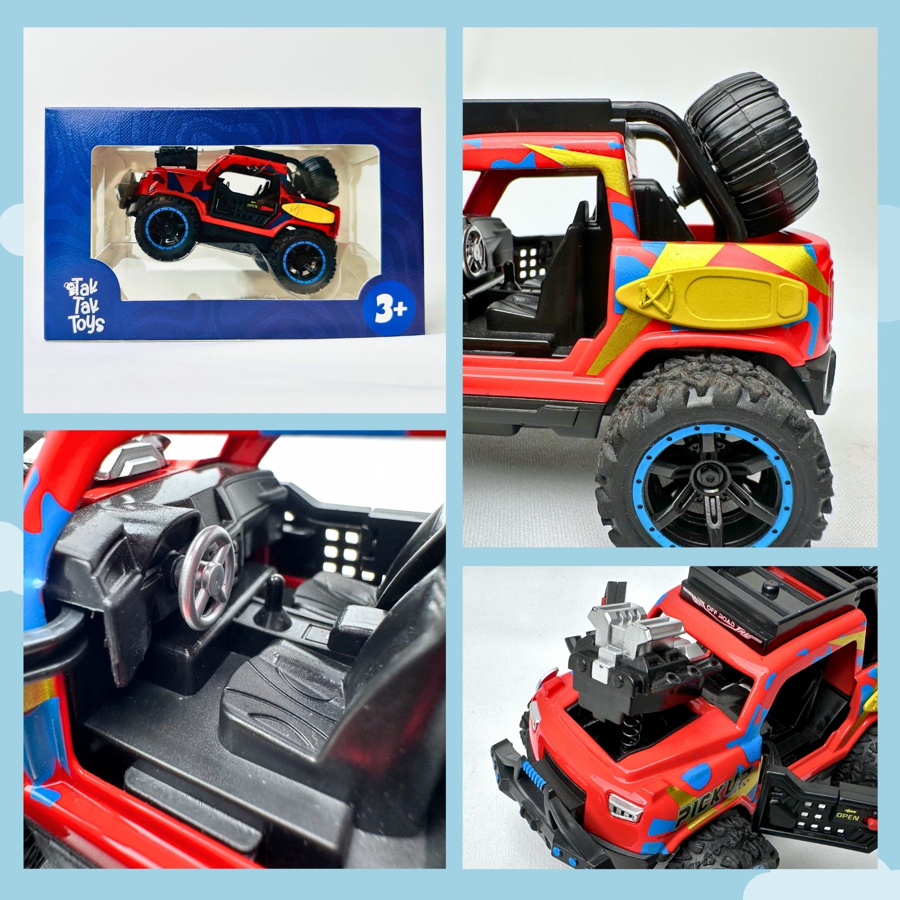 1:32 Die-Cast Off Road Monster Car With Metal Body - 2 Seater | Red