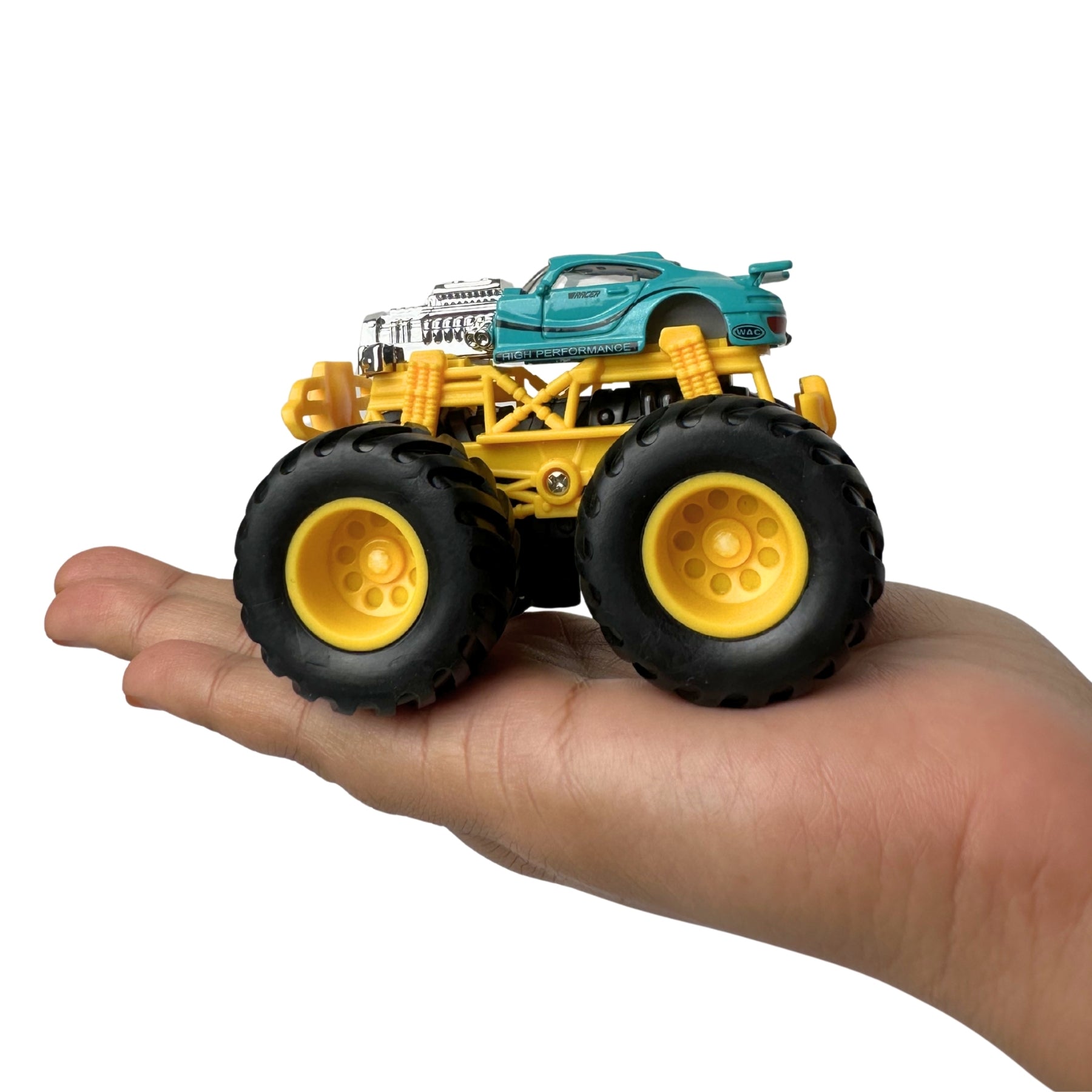 1:64 Die Cast Off Road Monster Car With Metal Body | Blue/Silver/Yellow