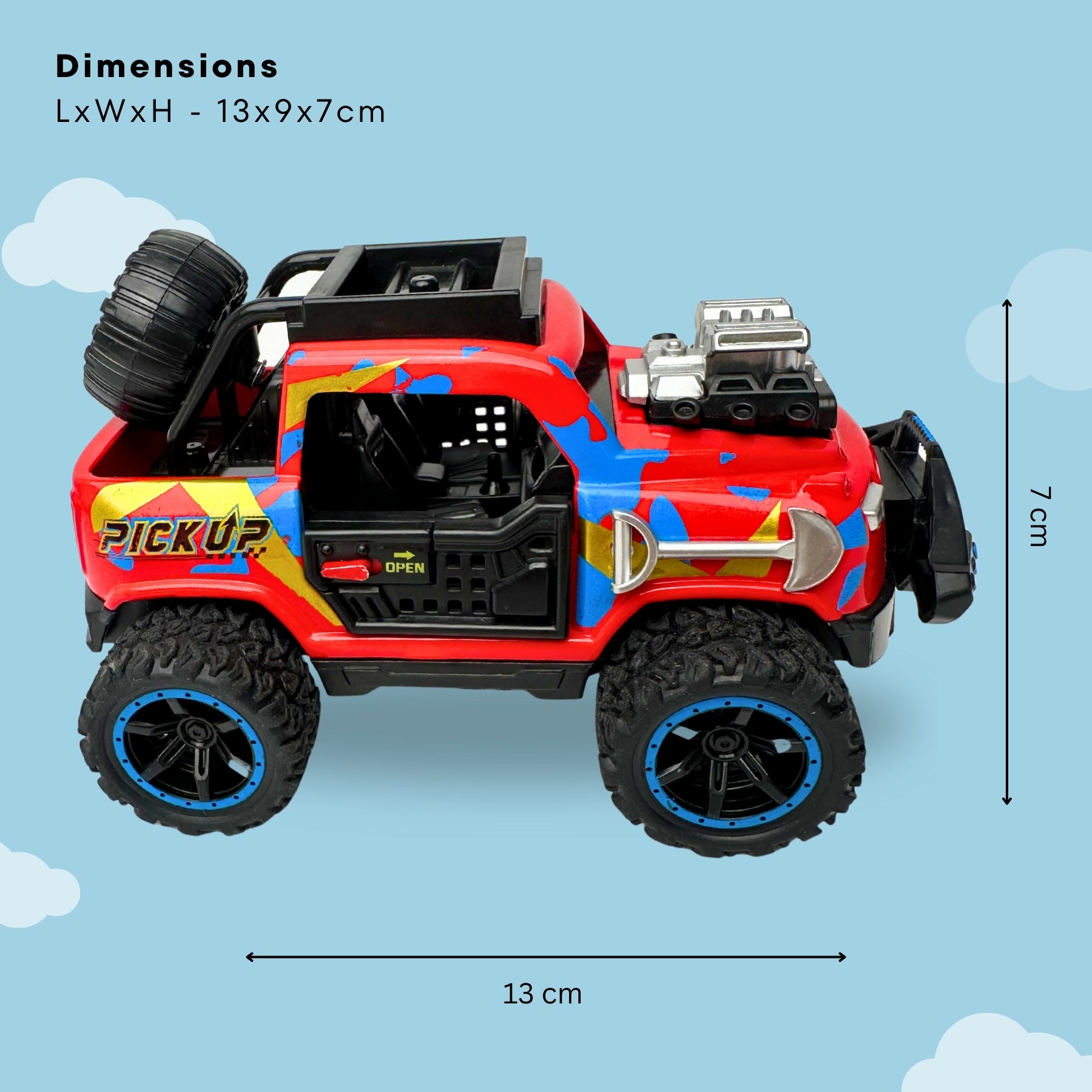 1:32 Die-Cast Off Road Monster Car With Metal Body - 2 Seater | Red