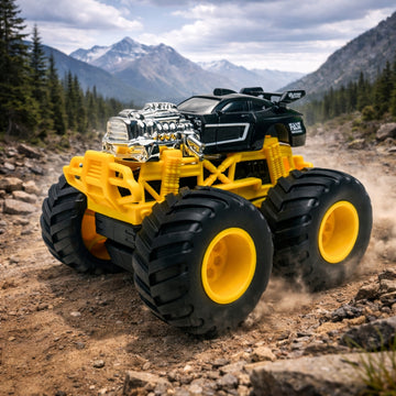 1:64 Die Cast Off Road Monster Car With Metal Body | Black/Silver/Yellow