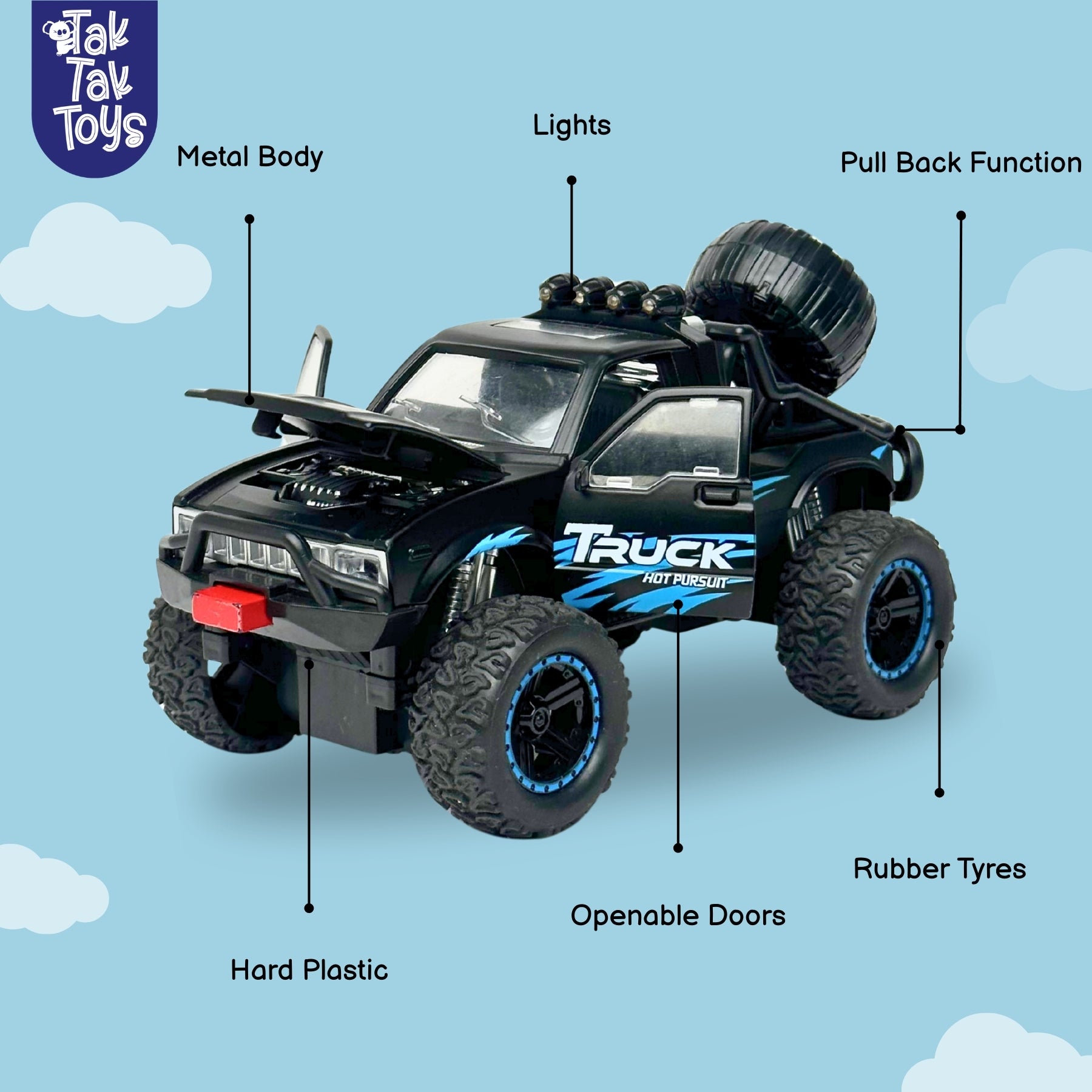 1:24 Die-Cast Off Road Monster Car With Metal Body | Black