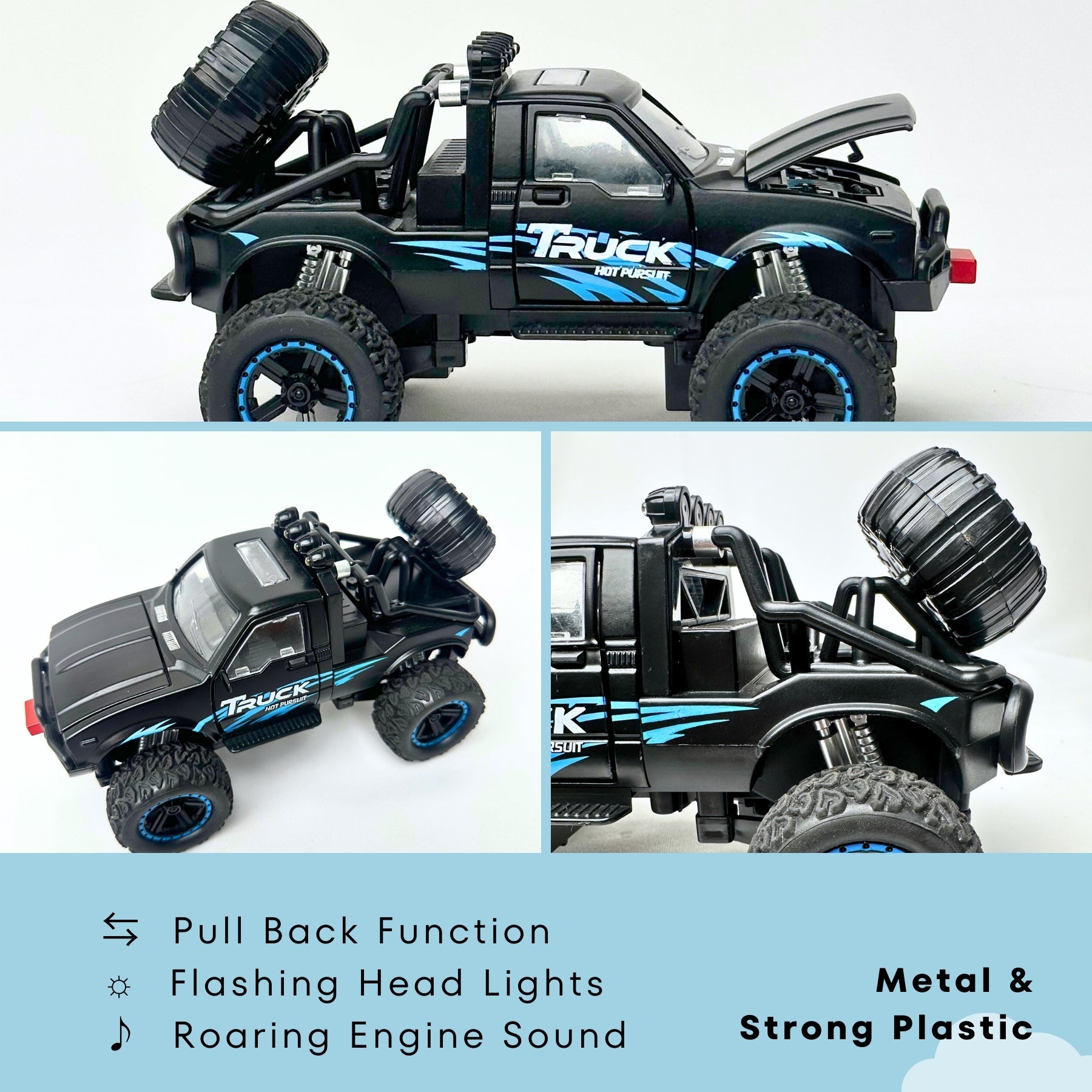 1:24 Die-Cast Off Road Monster Car With Metal Body | Black