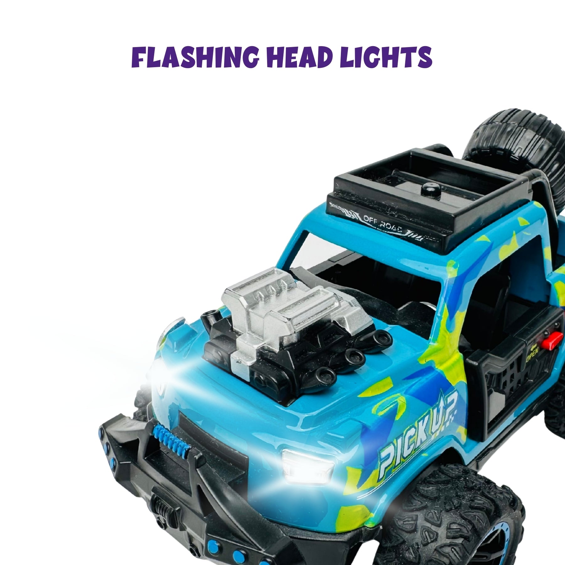 1:32 Die Cast Off Road Monster Car With Metal Body - 2 Seater | Blue