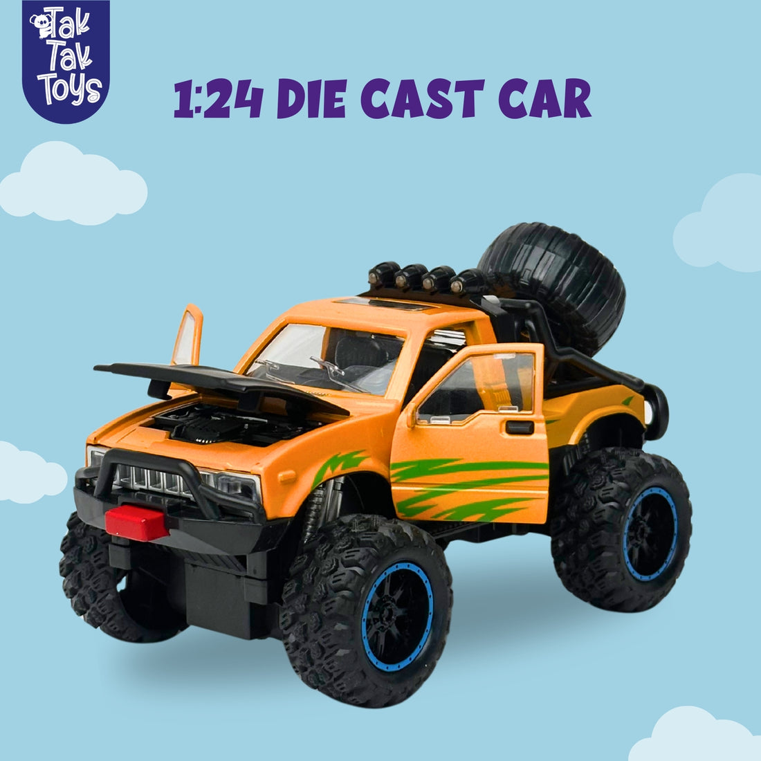 1:24 Die-Cast Off Road Monster Car With Metal Body | Yellow