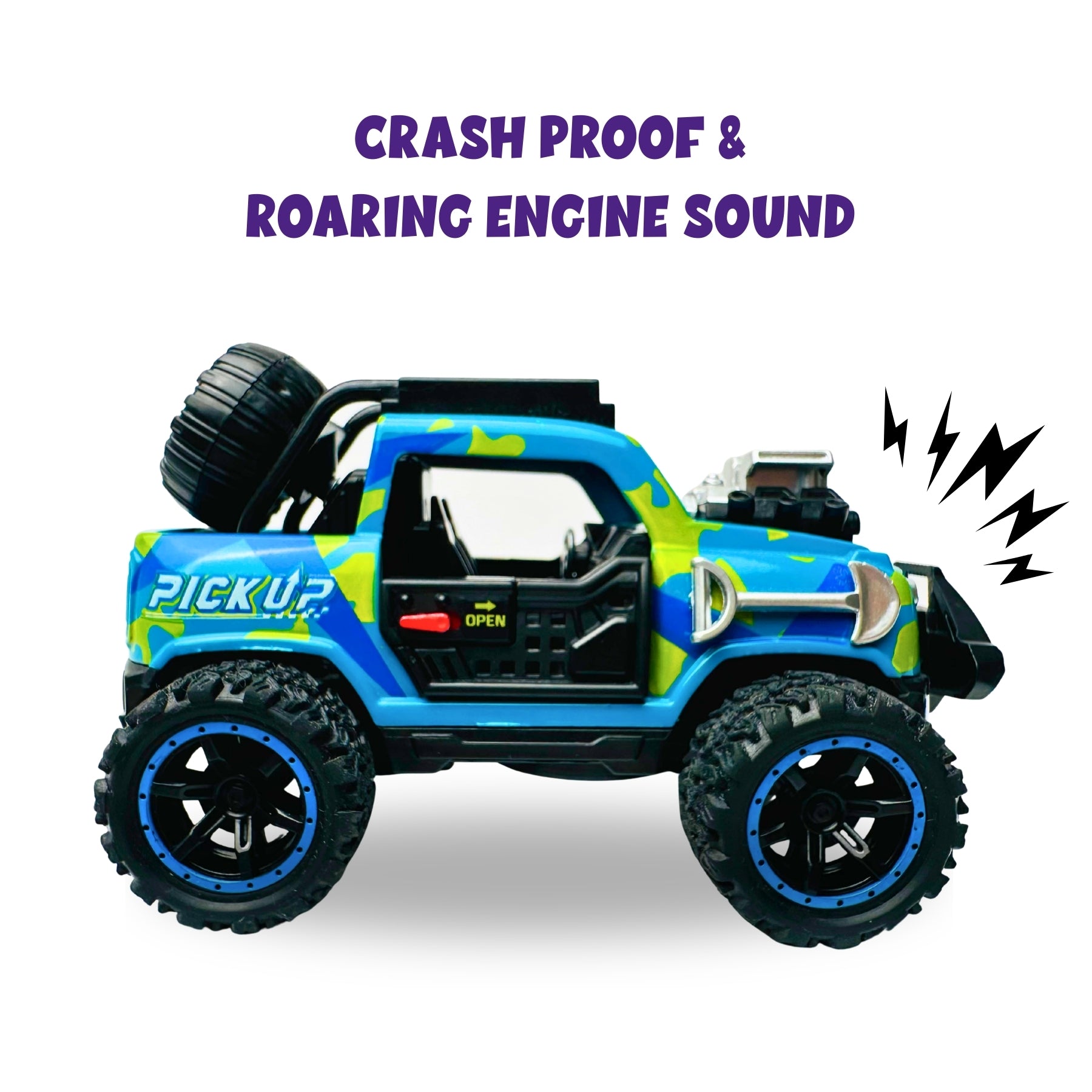 1:32 Die Cast Off Road Monster Car With Metal Body - 2 Seater | Blue