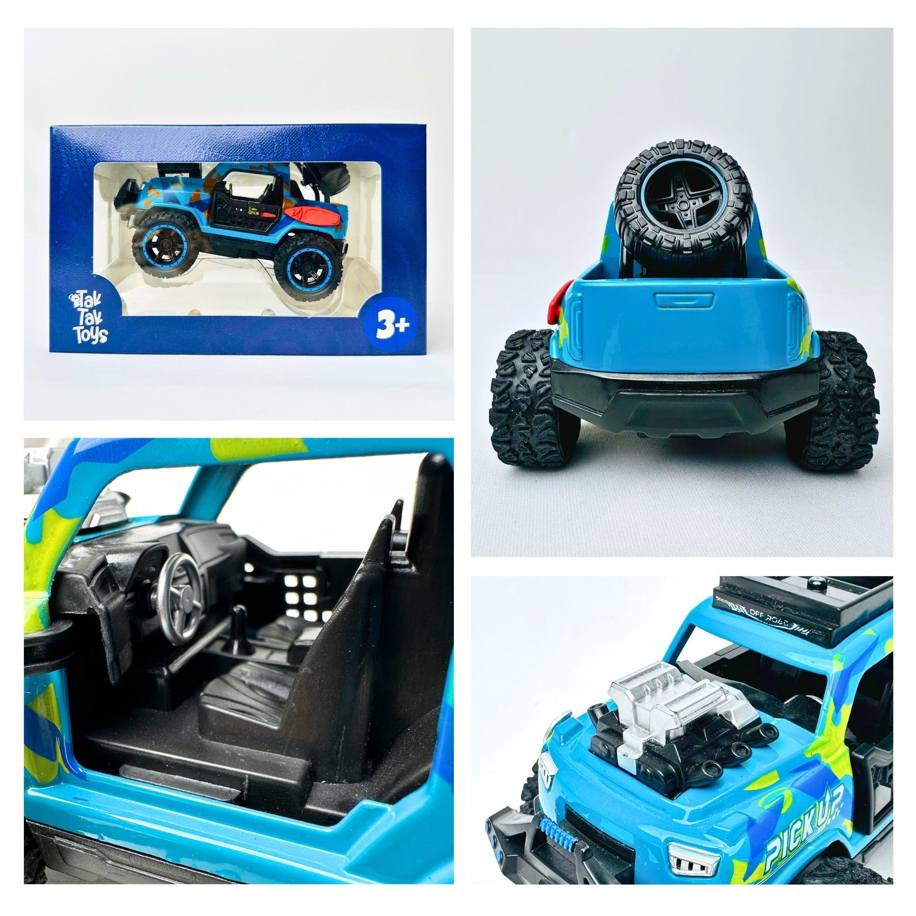 1:32 Die Cast Off Road Monster Car With Metal Body - 2 Seater | Blue