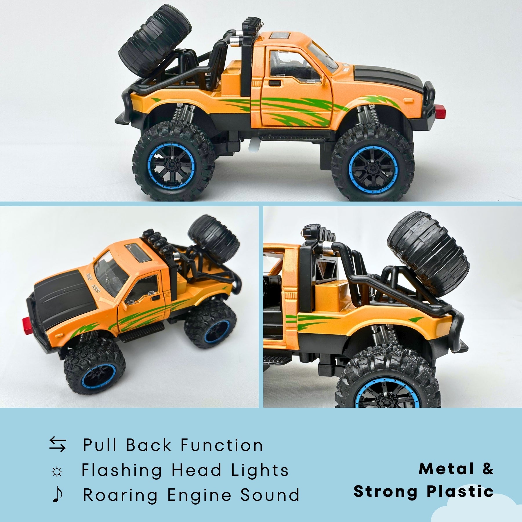 1:24 Die-Cast Off Road Monster Car With Metal Body | Yellow