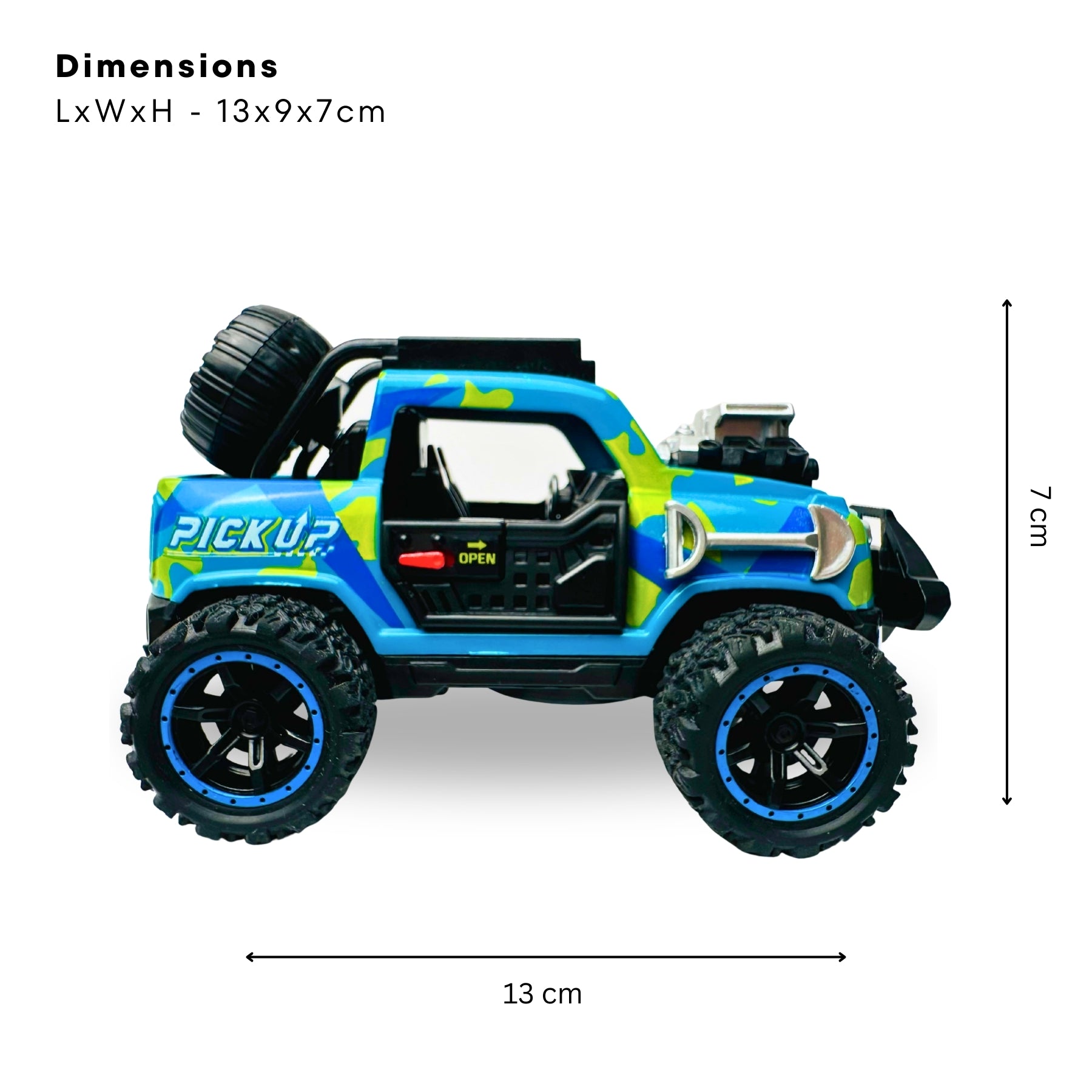 1:32 Die Cast Off Road Monster Car With Metal Body - 2 Seater | Blue