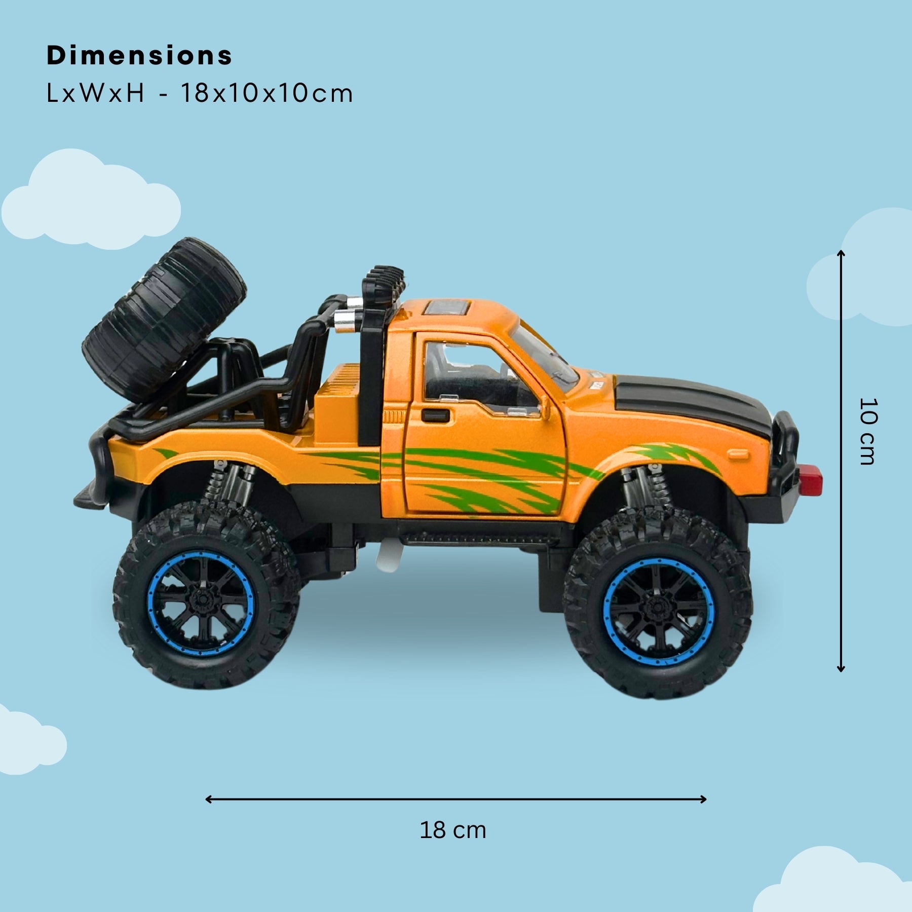 1:24 Die-Cast Off Road Monster Car With Metal Body | Yellow