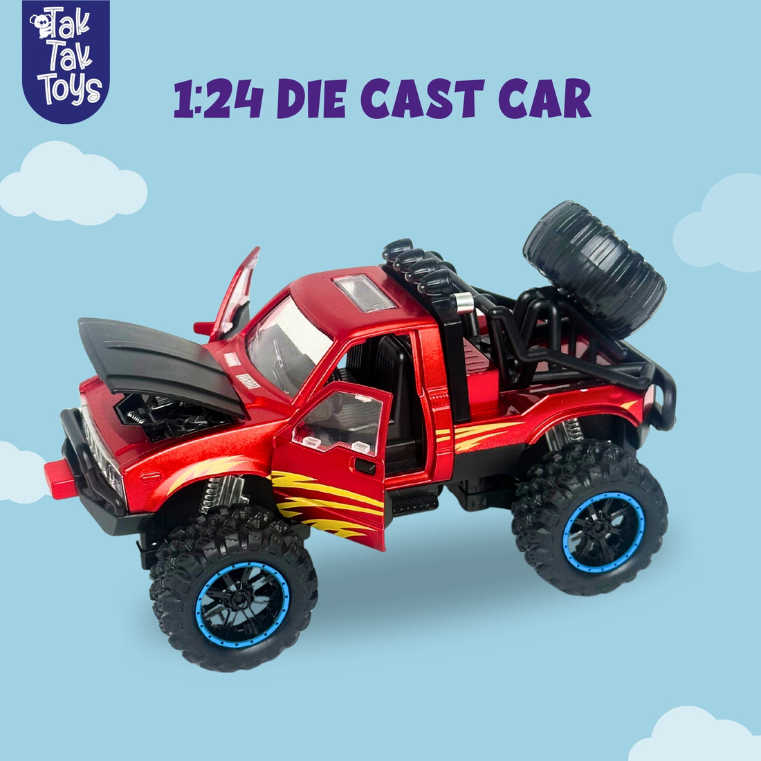1:24 Die-Cast Off Road Monster Car With Metal Body | Red