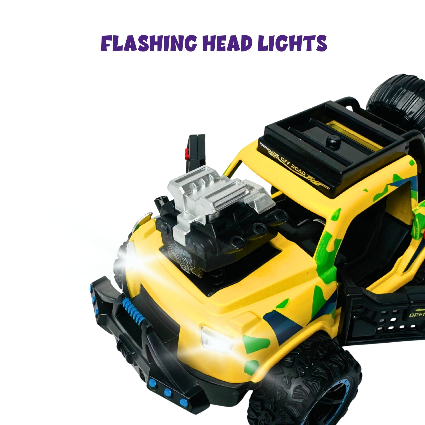 1:32 Die Cast Off Road Monster Car With Metal Body - 2 Seater | Yellow