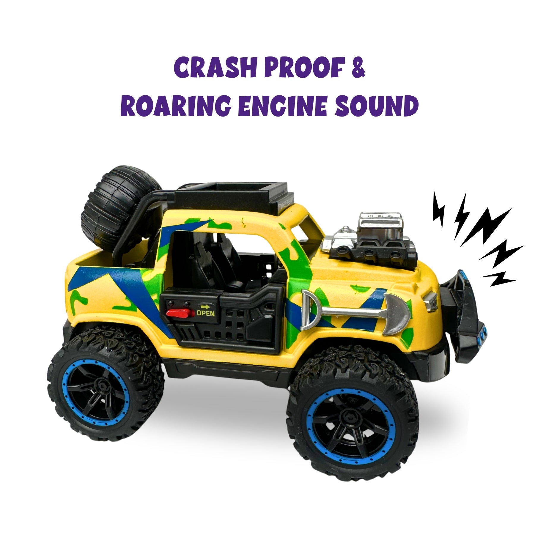 1:32 Die Cast Off Road Monster Car With Metal Body - 2 Seater | Yellow