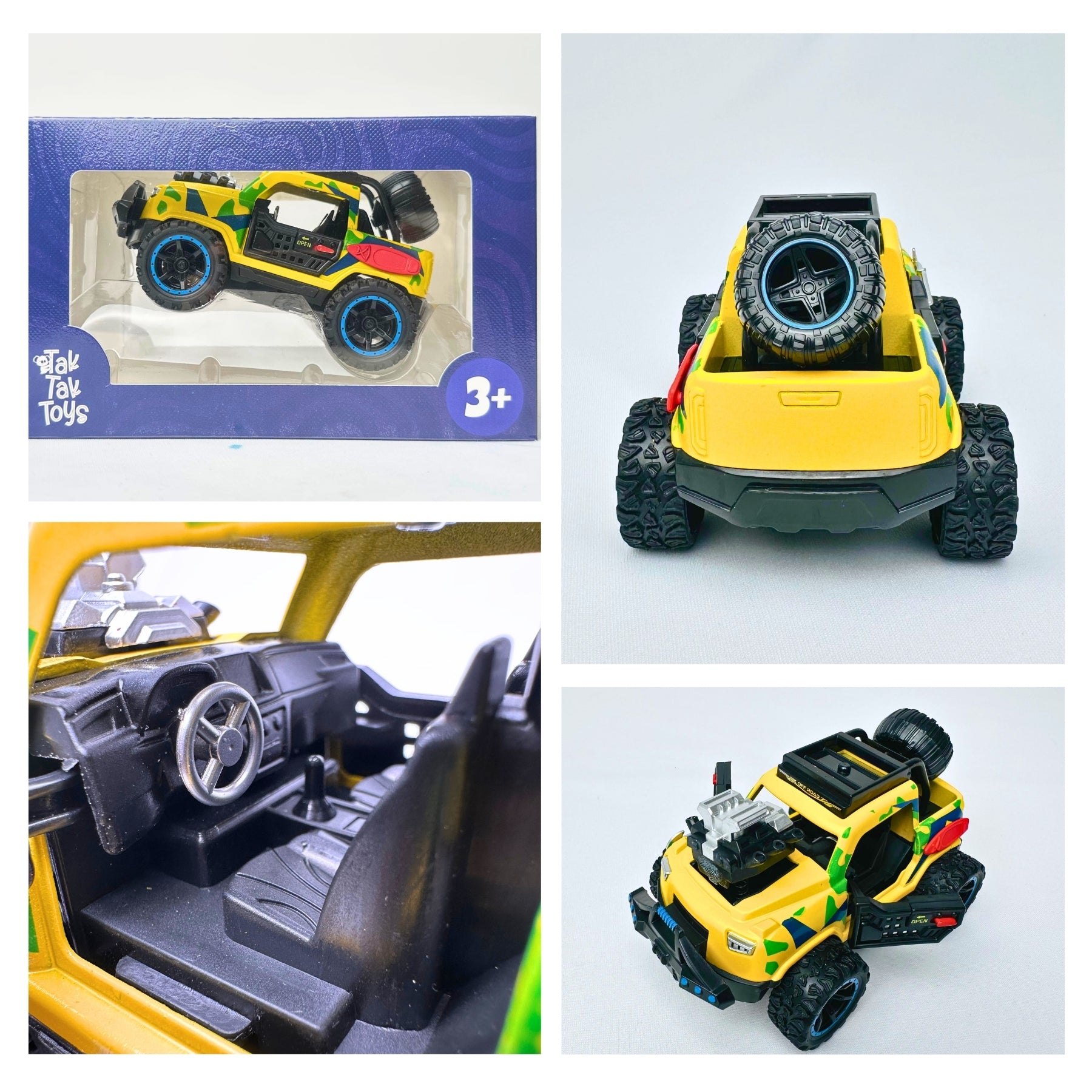 1:32 Die Cast Off Road Monster Car With Metal Body - 2 Seater | Yellow