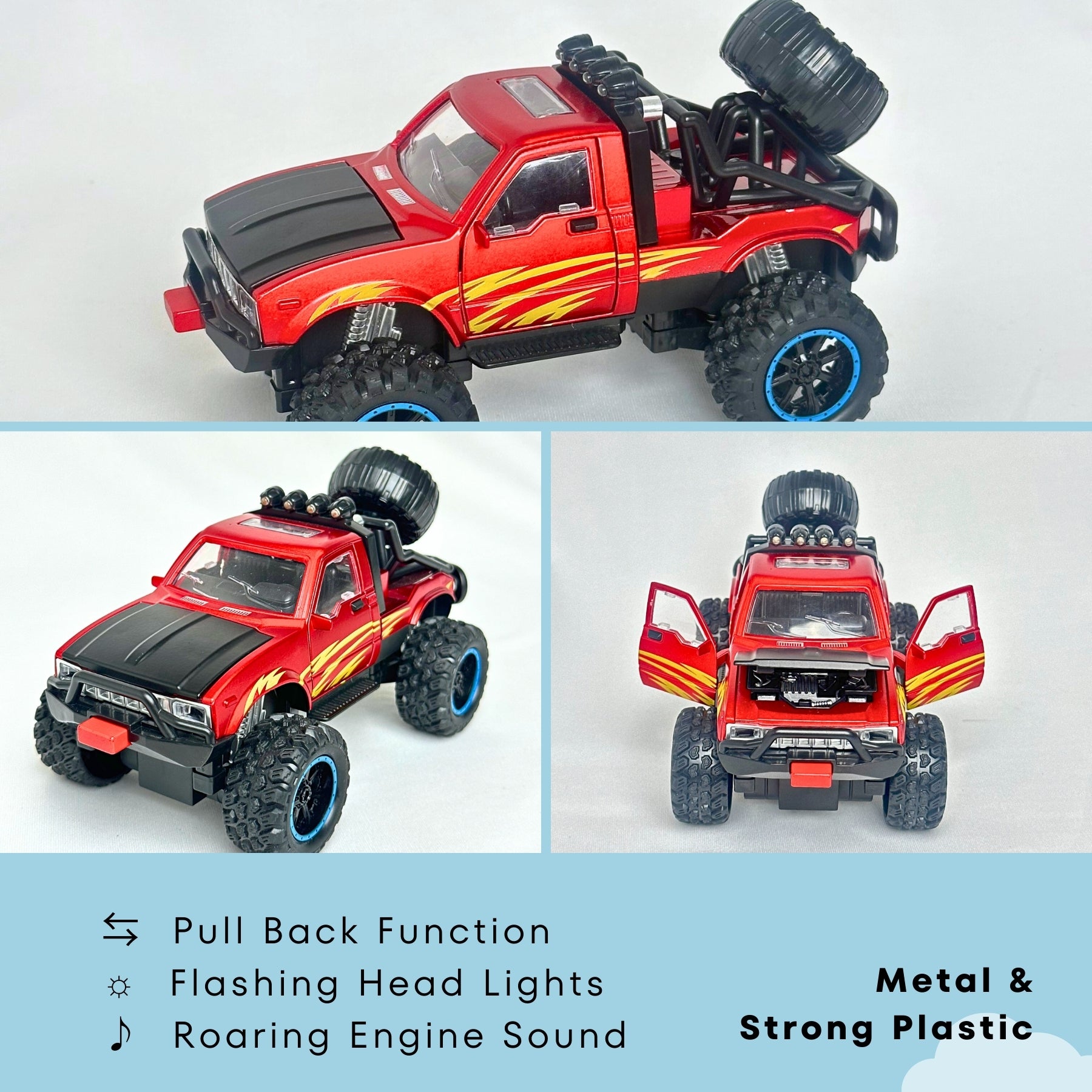 1:24 Die-Cast Off Road Monster Car With Metal Body | Red