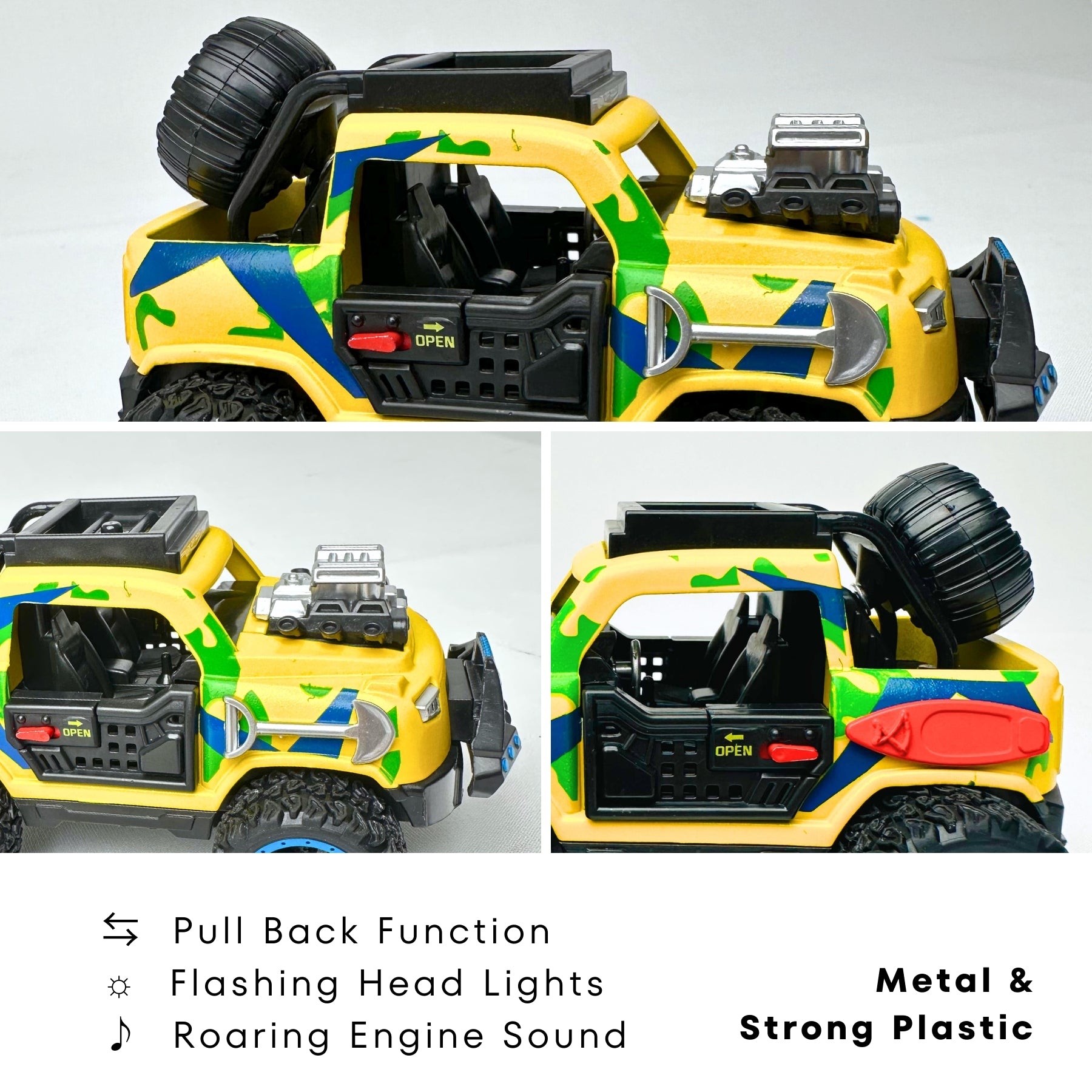 1:32 Die Cast Off Road Monster Car With Metal Body - 2 Seater | Yellow