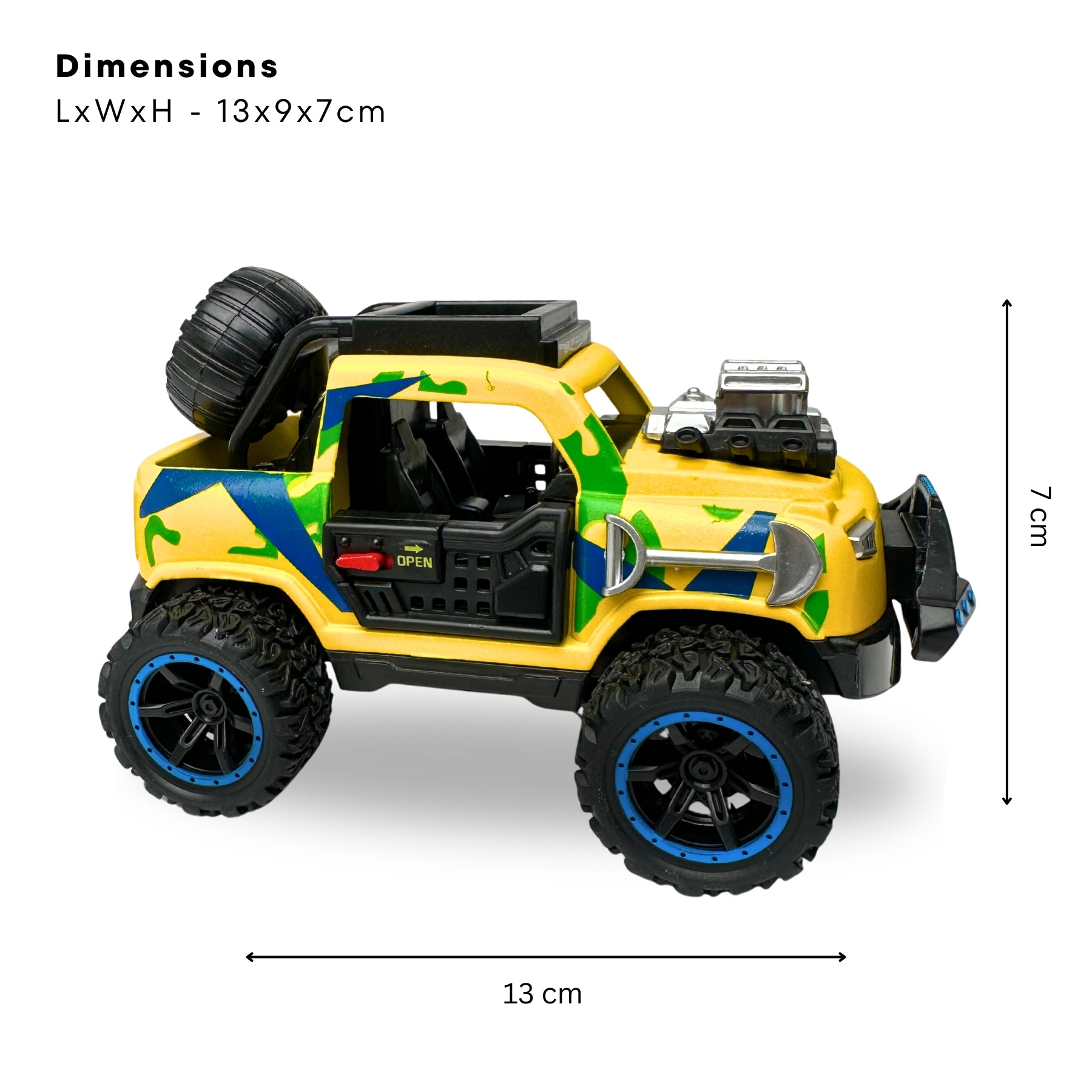 1:32 Die Cast Off Road Monster Car With Metal Body - 2 Seater | Yellow