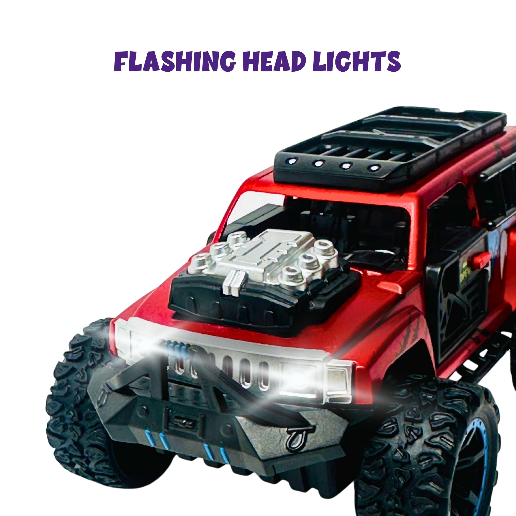 1:32 Die Cast Off Road Monster Car With Metal Body - 4 Seater | Red