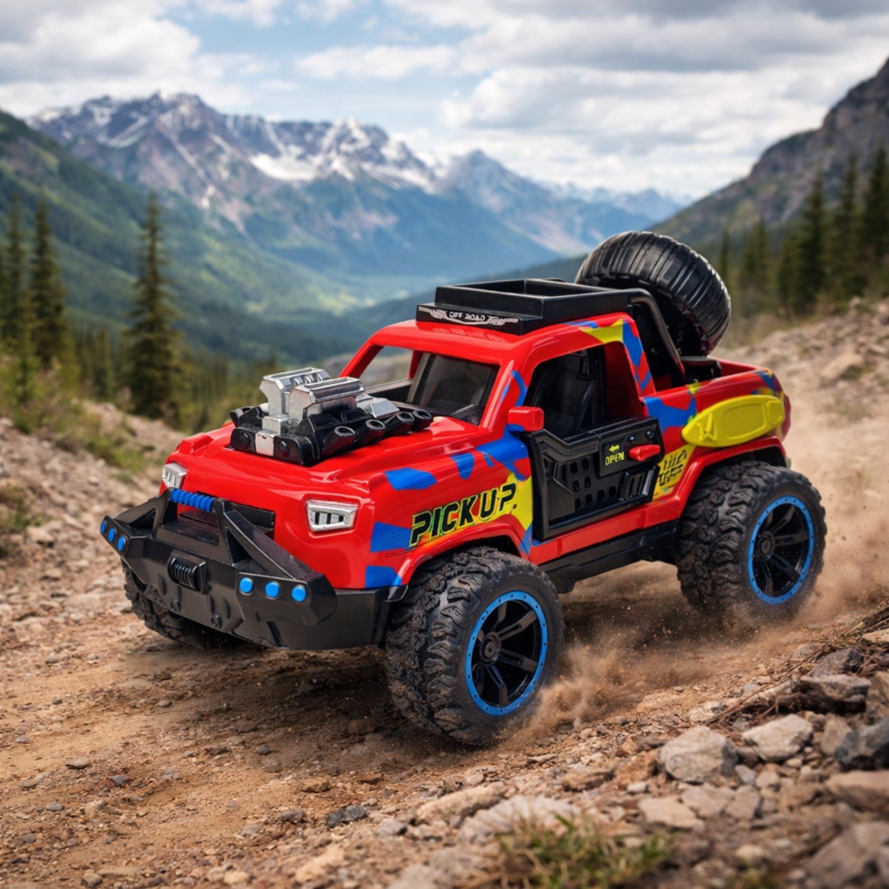 1:32 Die Cast Off Road Monster Car With Metal Body - 2 Seater | Red