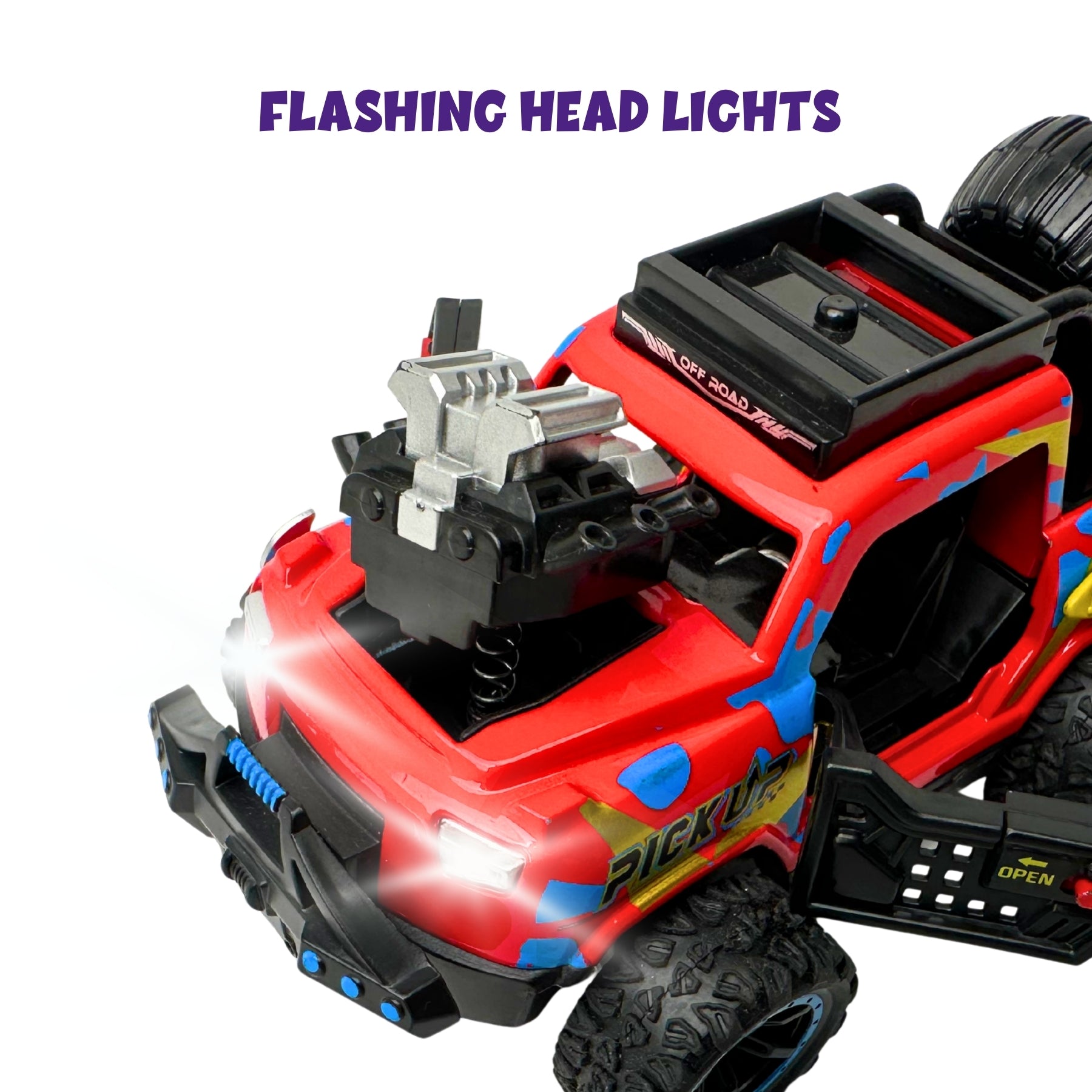 1:32 Die Cast Off Road Monster Car With Metal Body - 2 Seater | Red