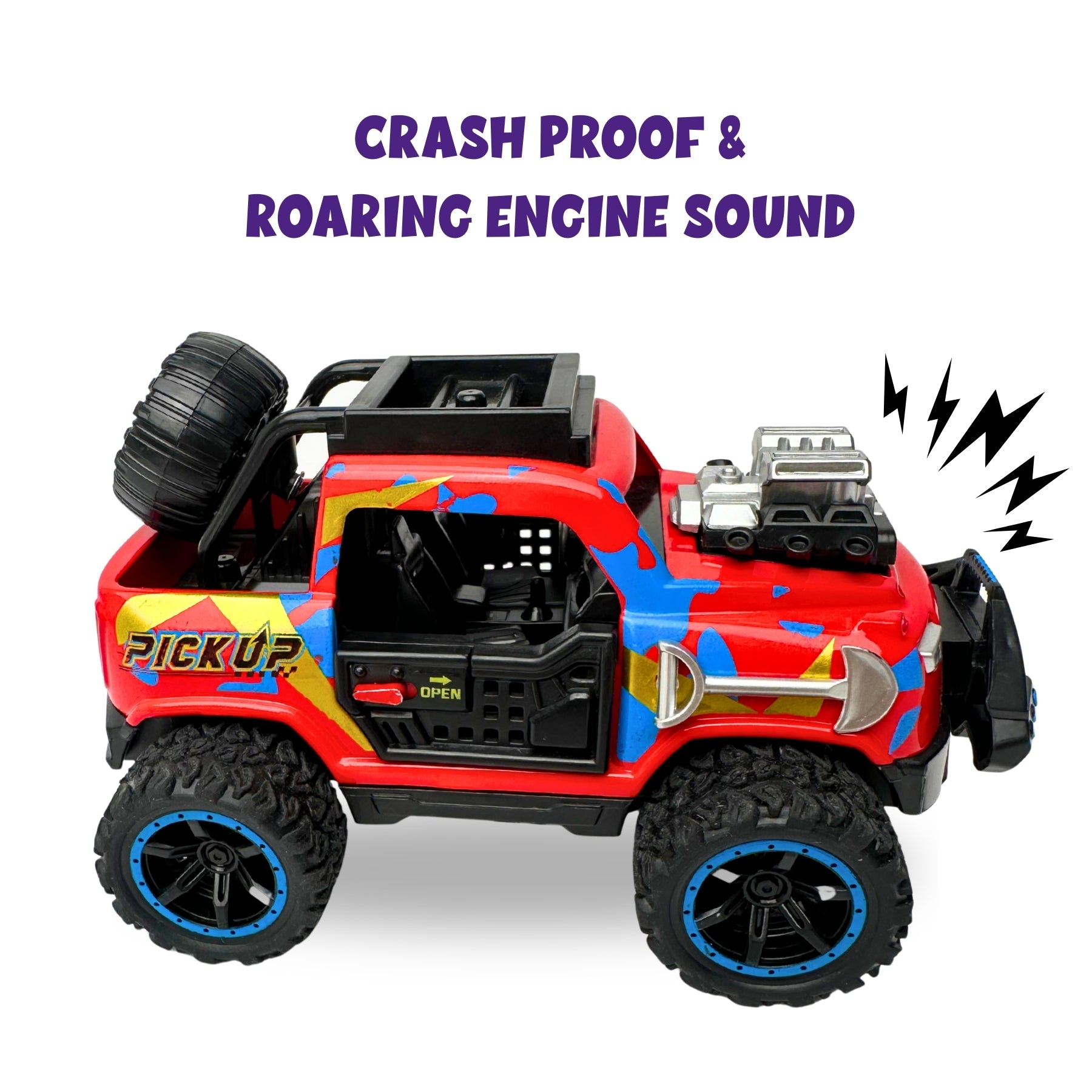 1:32 Die Cast Off Road Monster Car With Metal Body - 2 Seater | Red