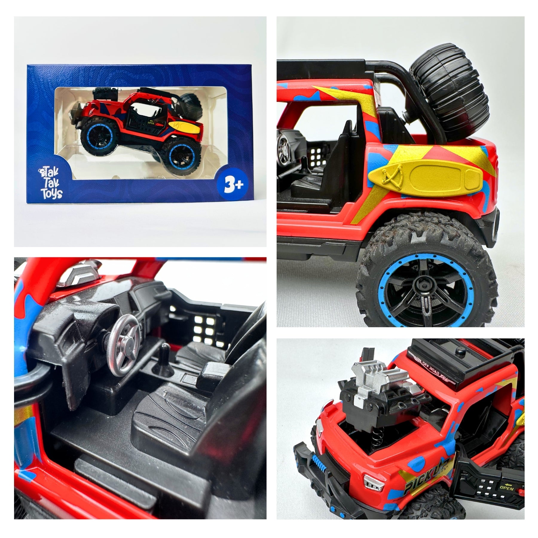 1:32 Die Cast Off Road Monster Car With Metal Body - 2 Seater | Red