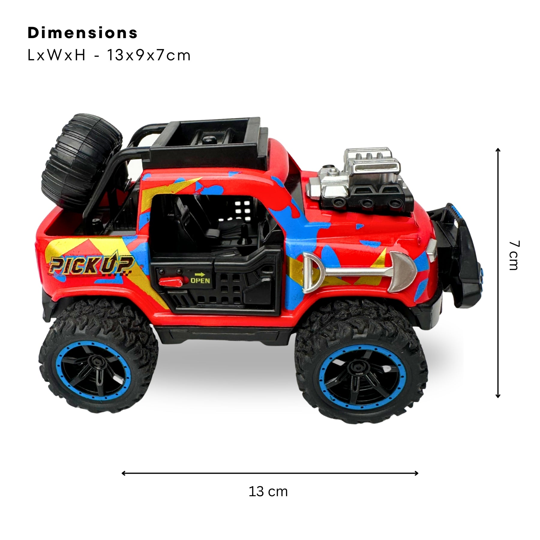 1:32 Die Cast Off Road Monster Car With Metal Body - 2 Seater | Red