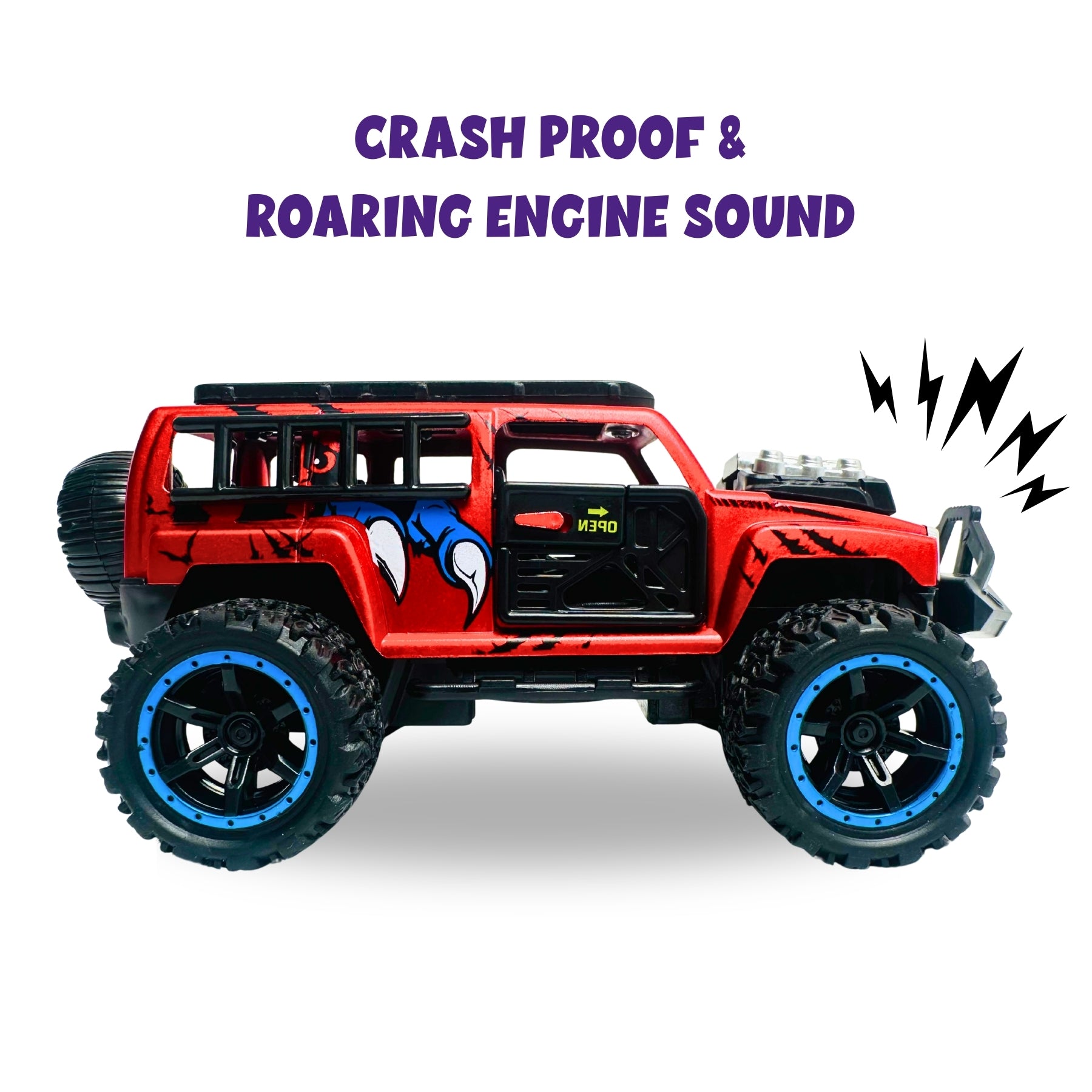 1:32 Die Cast Off Road Monster Car With Metal Body - 4 Seater | Red