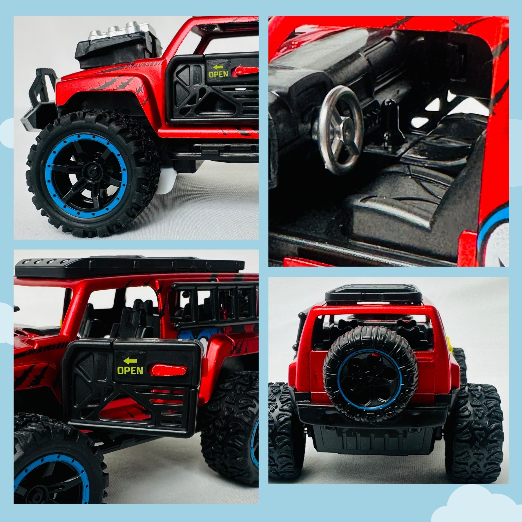1:32 Die-Cast Off Road Monster Car With Metal Body - 4 Seater | Red